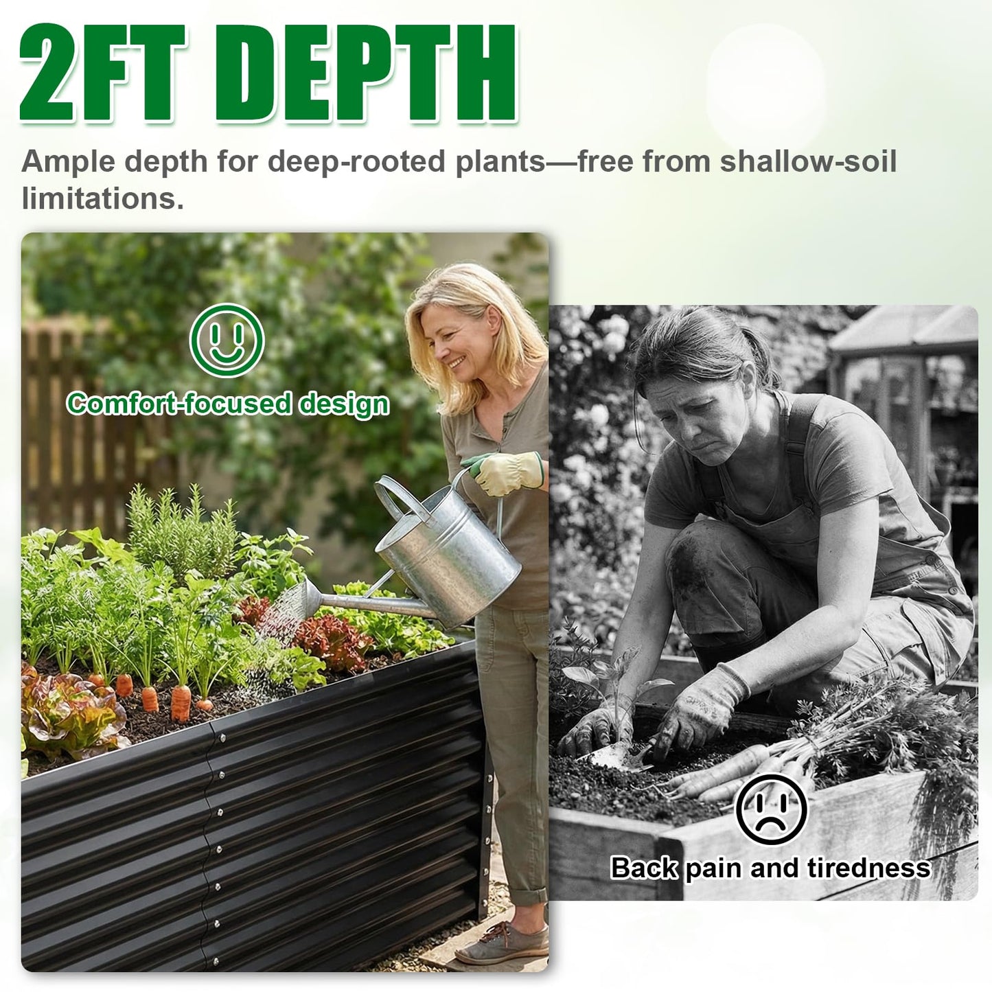 Tegarbed Galvanized Raised Garden Bed Kit Outdoor Patio,6x3x2ft Large Rectangular Metal Planter Boxes,Deep Root Box Planter for Gardening, Vegetables, Flowers, Herbs, 1 Pack, Black