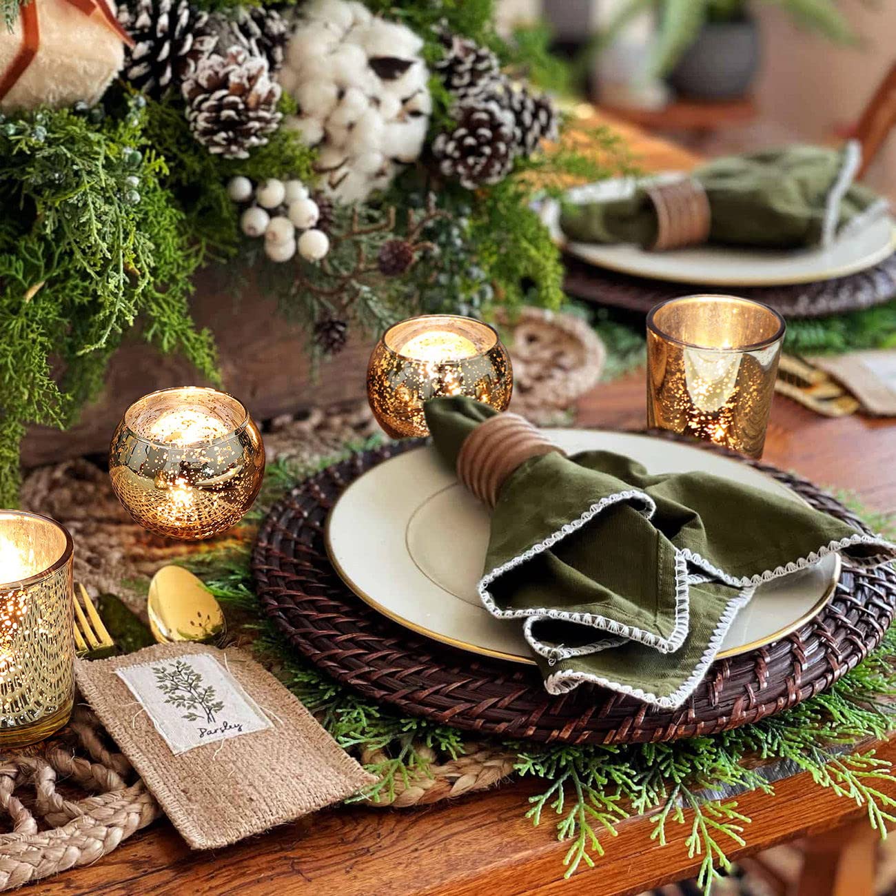 DEVI 24pcs Assorted Gold Votive Candle Holders, Mercury Glass Candle Holder, Diwali Decorations, Gold Wedding Centerpieces for Tables, Bridal Shower Party Table Decorations