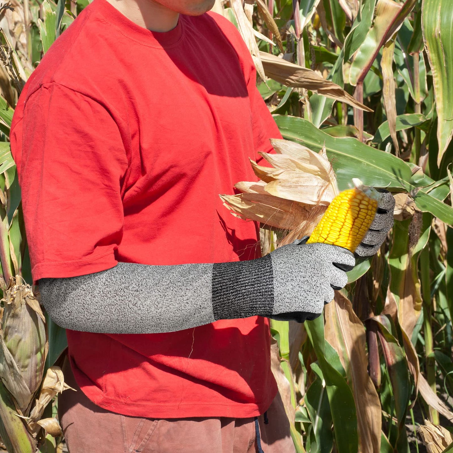 Evridwear Long Gardening Gloves Cut Resistant Sleeves with Anti-slip Nitrile Coated Palm for Gardening and Landscaping