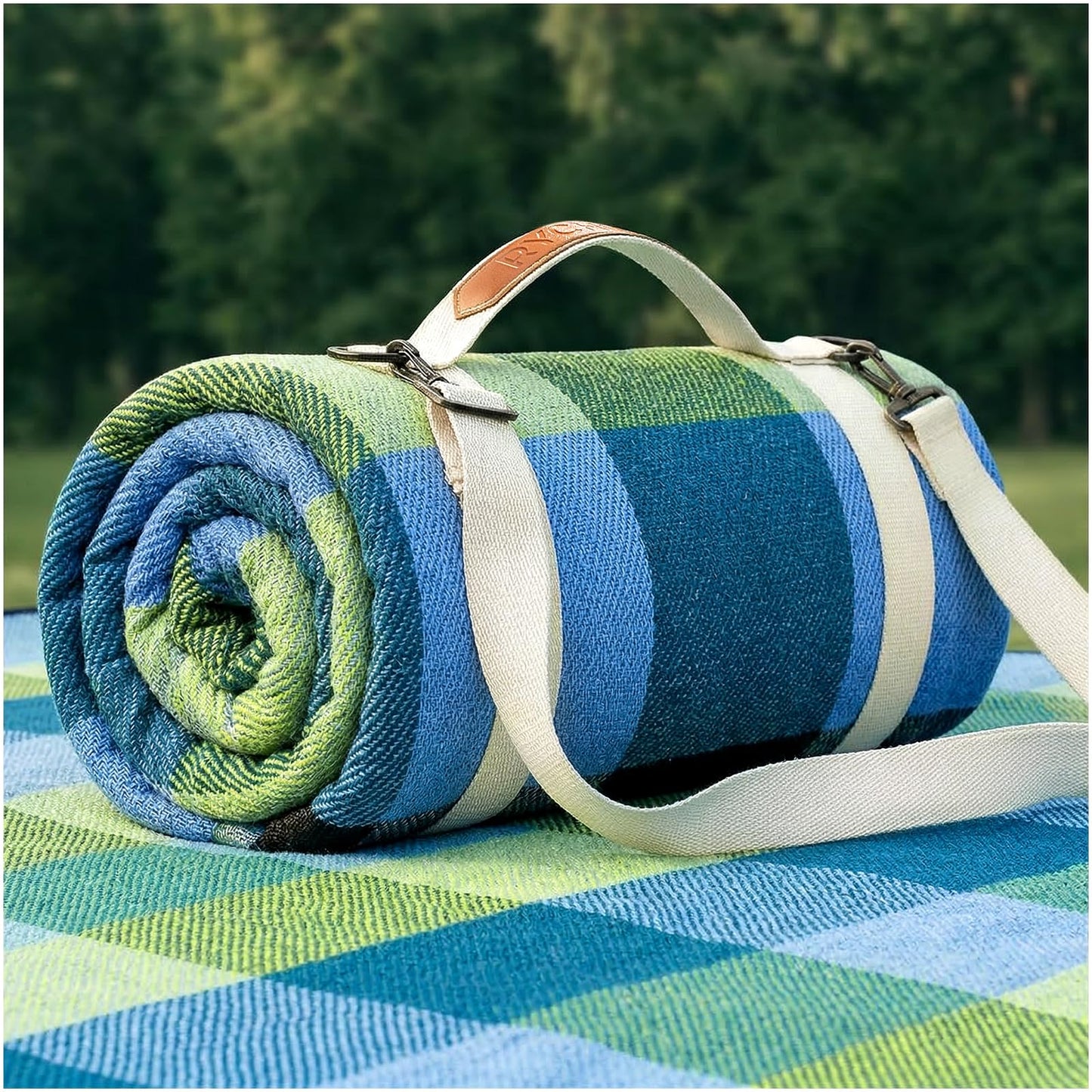 RYCHIC Waterproof Picnic Blanket Beach Outdoor Camping Mat Extra Large Foldable Cute Big Travel Essential Accessories Gift Park Patio Lawn Garden Grass Ground Play Music Festival Concert Must Have