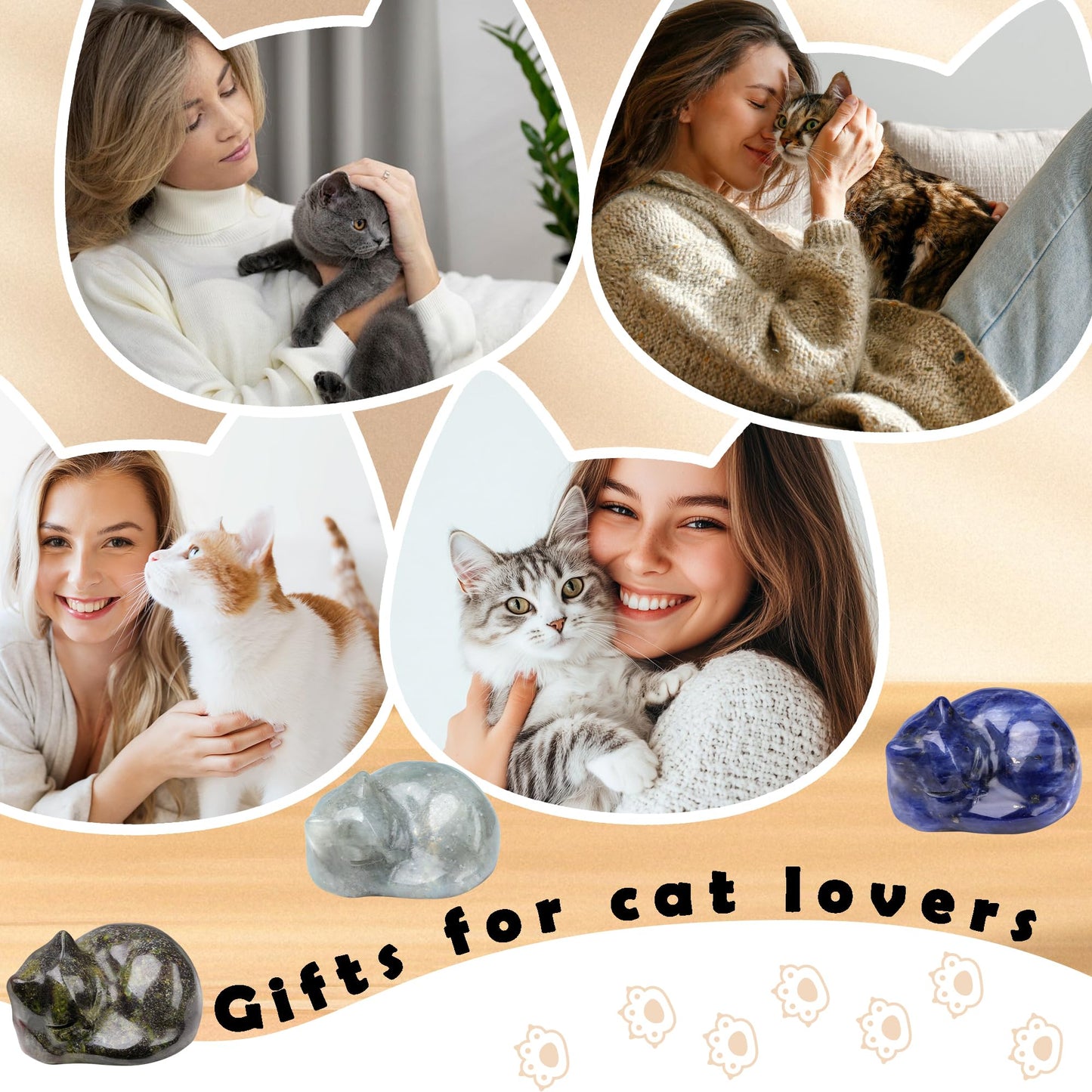 QINJIEJIE Dragon Blood Stone Cat Decor Healing Crystal Figurine Blue Cat Statue Polished Gemstones Cute Kitten Gifts Stocking Stuffers Home Office Desk Decor Cats Gifts for Cat Lovers Men 1.6"
