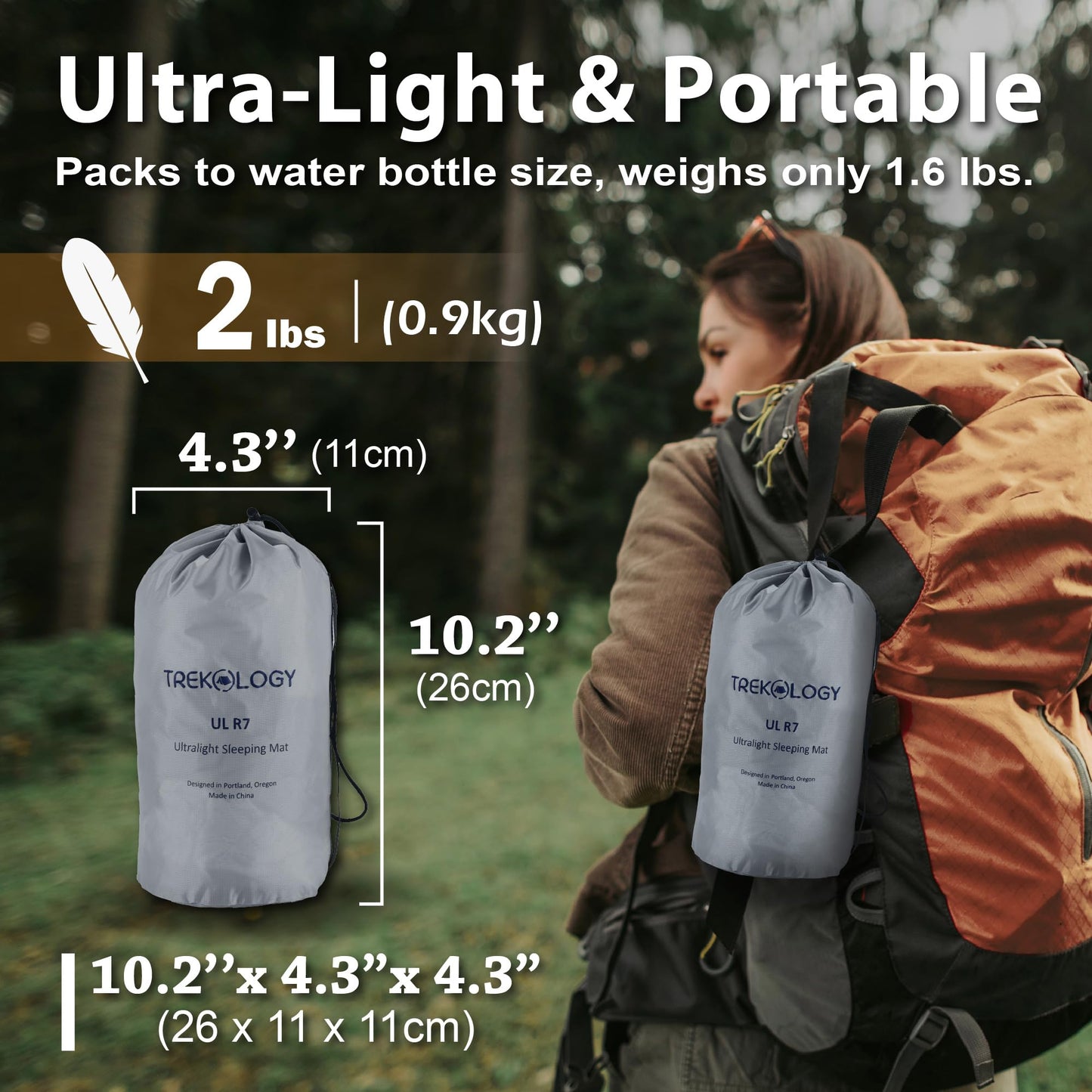 TREKOLOGY Camping Sleeping Pad with 7.2 R-Value– Ultra-Lightweight, 4" Thick Camping Mat for All Seasons – Compact, Durable & Waterproof – Ideal for Backpacking, Hiking, and Outdoor Adventures UL R7