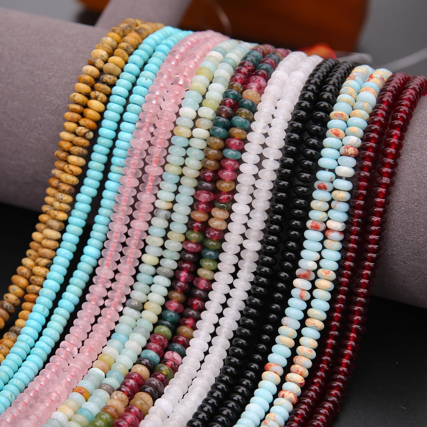BONNY BOXX 1 Strand (150PCs) Natural 2 * 4mm Aquamarine Rondelle Beads, Natural Abacus Disk Stone Beads Loose Spacer Gemstone for DIY Bracelet Necklace Jewelry Making