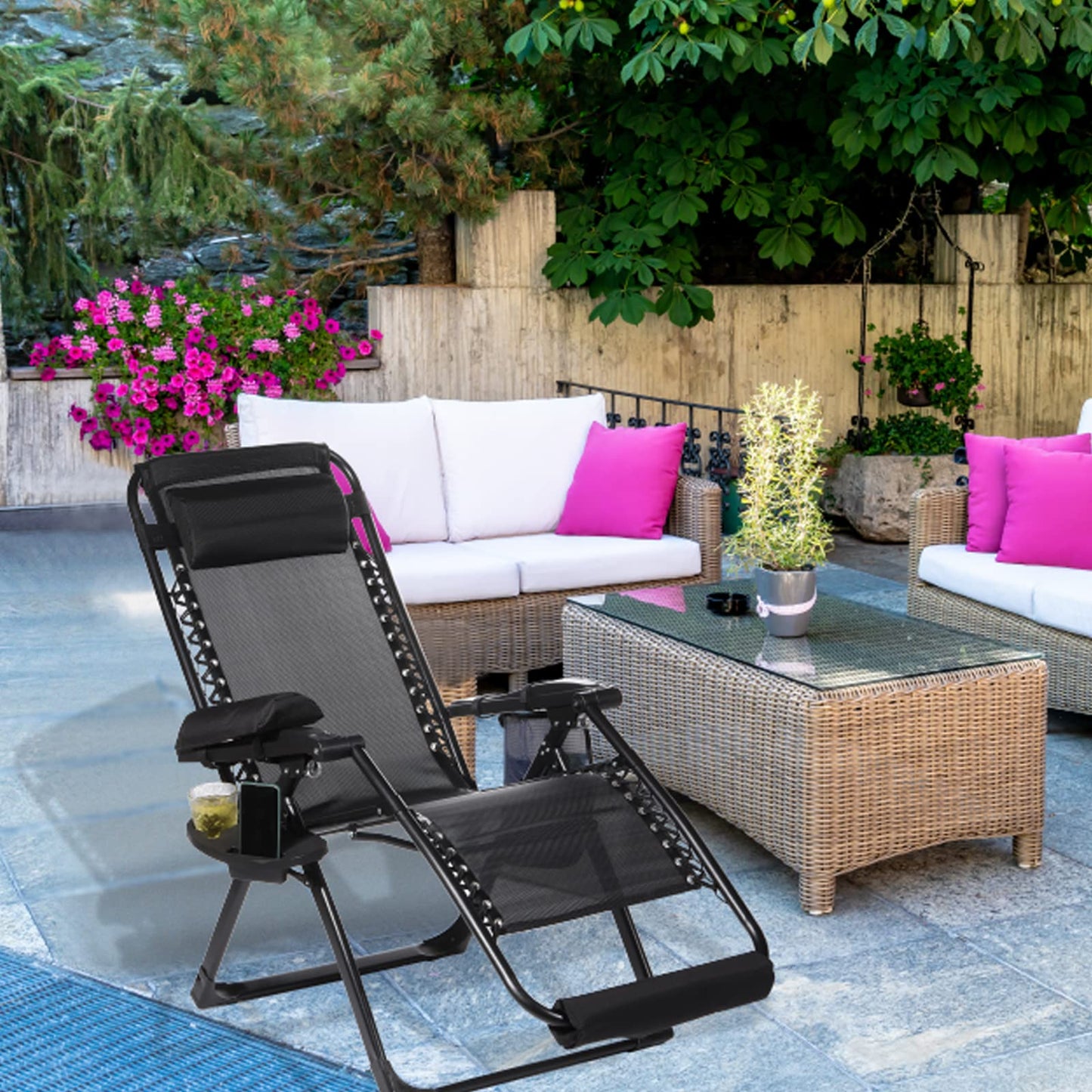 PATIKIL Chair Storage Bag, 2 Pack Waterproof Folding Lounge Chair Cover Carrying Case for Outdoor Camping Chair Beach Chaise Zero Gravity Chair, Black