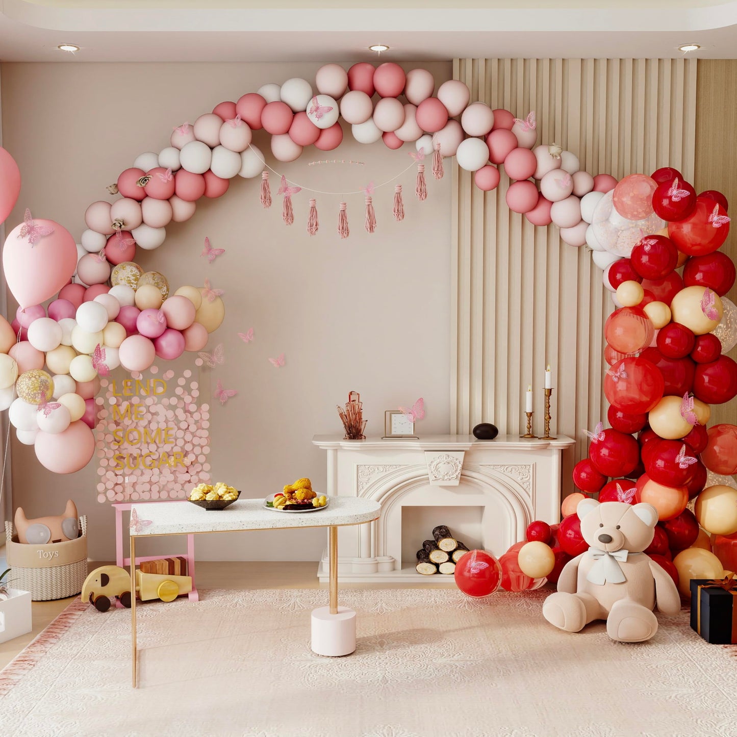 Phuryllic Butterfly Wall Decor, 48pcs 3D Butterfly Stickers in 3 Sizes & 4 Styles for Balloon Arch & Cake Decorations, Cute Decals for Girls Room & Birthday Party, Laser Pink