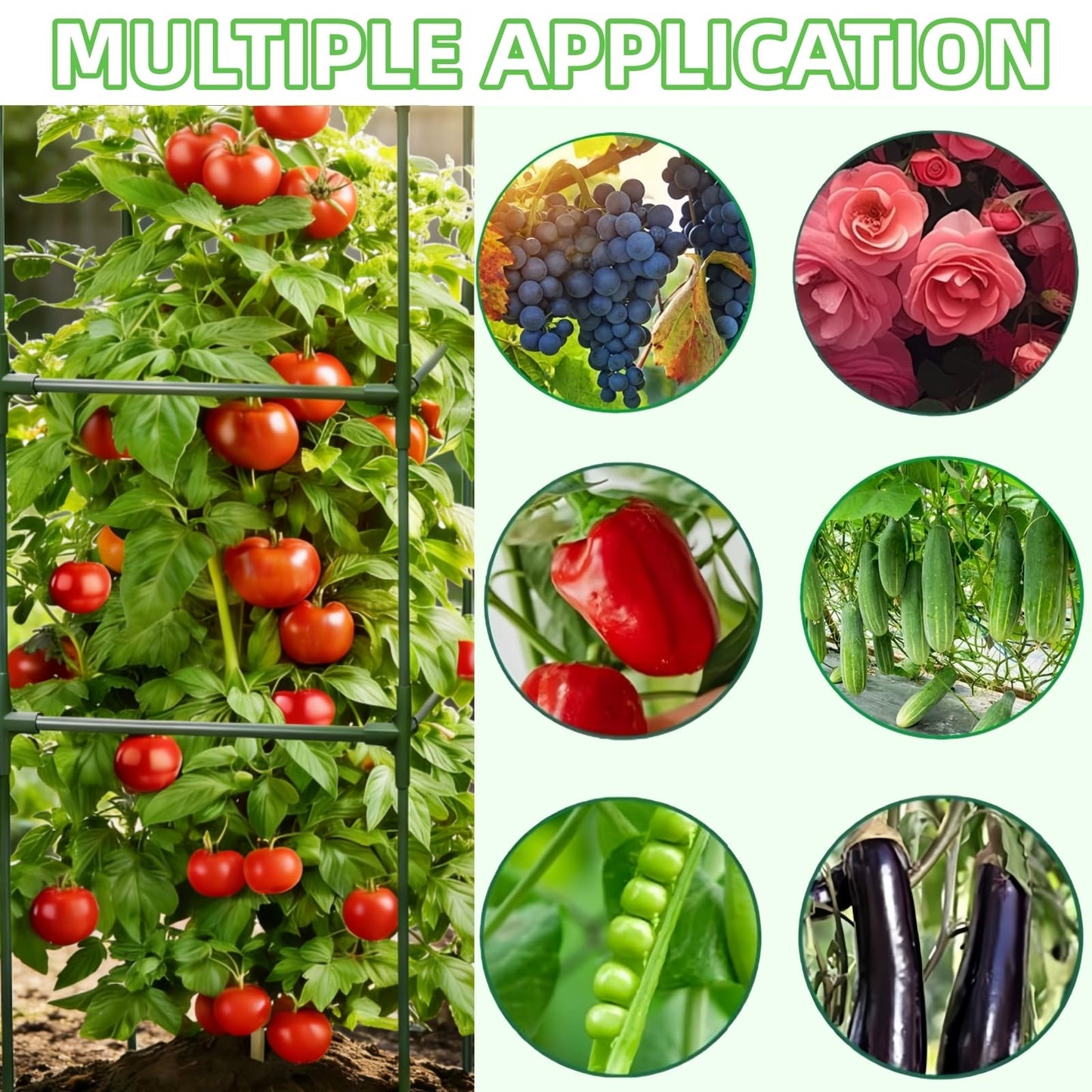 3 Pack Square Tomato Cages for Garden, 48 Inch Tall Heavy Duty Metal Tomato Plant Support Trellis, Adjustable Large Tomato Stakes for Outdoor Pots Climbing Plants, Vegetables, Cucumber
