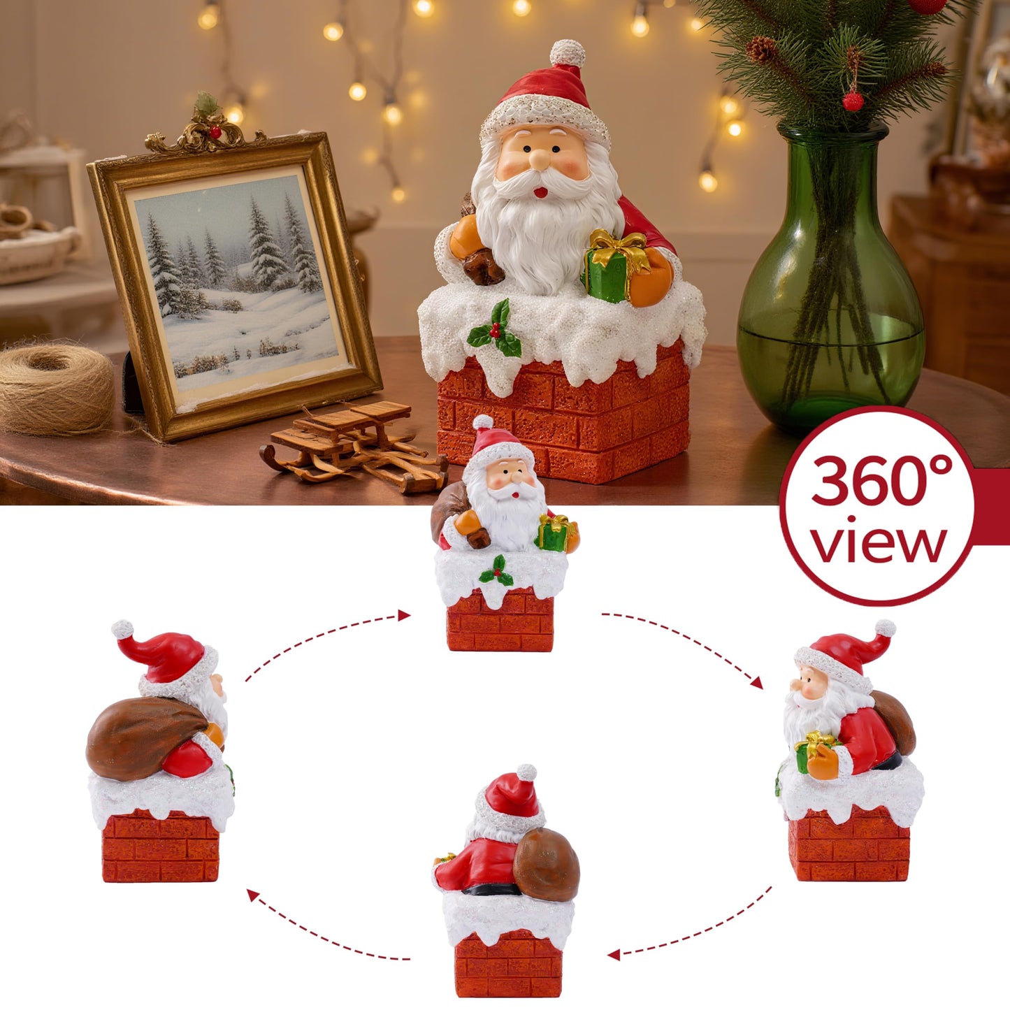 Christmas Santa Claus Decoration for Home, 6.7in Holiday Figurine,Christmas Gift For Mom，GrandMom，Friends