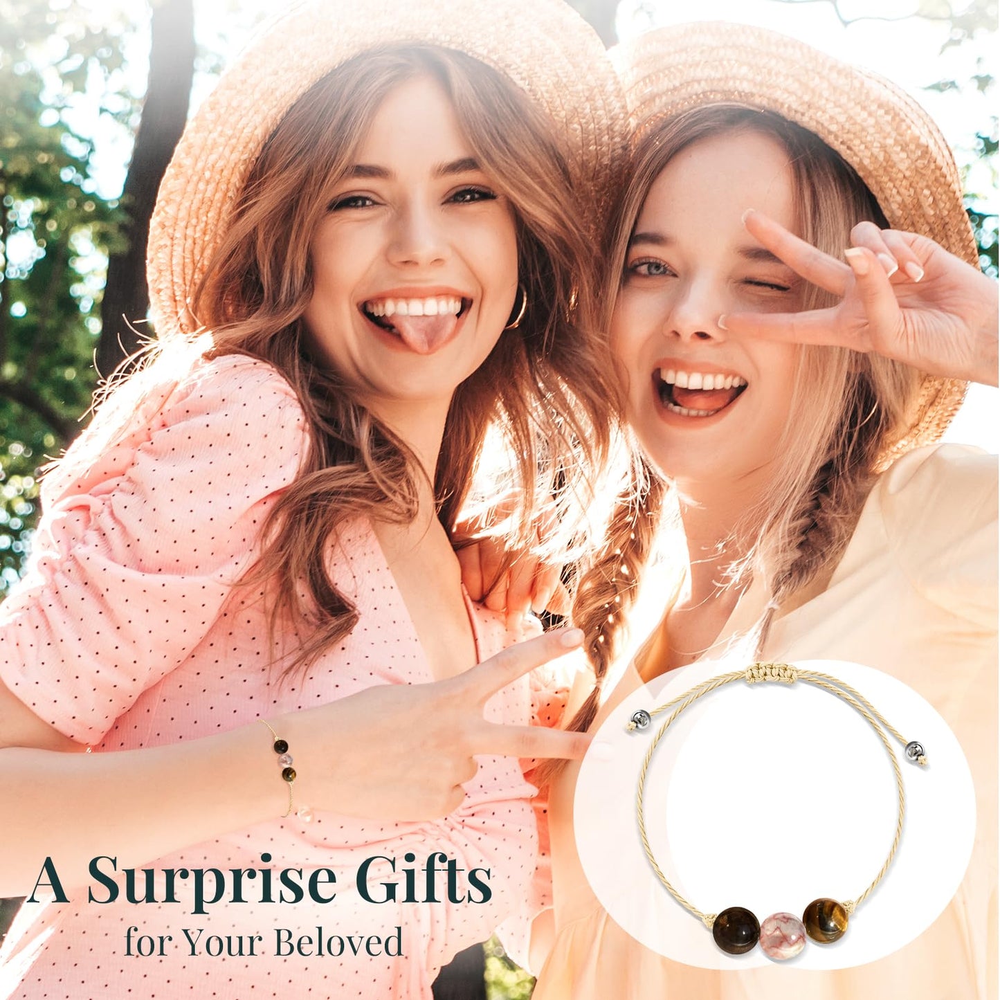 ZOKCC Crystal Healing Bracelets Gifts for Women: Spiritual Natural Healing Stone Anxiety Protection Bracelets Birthday Christmas Gifts for Friends Sister Coworker Nurse Teacher