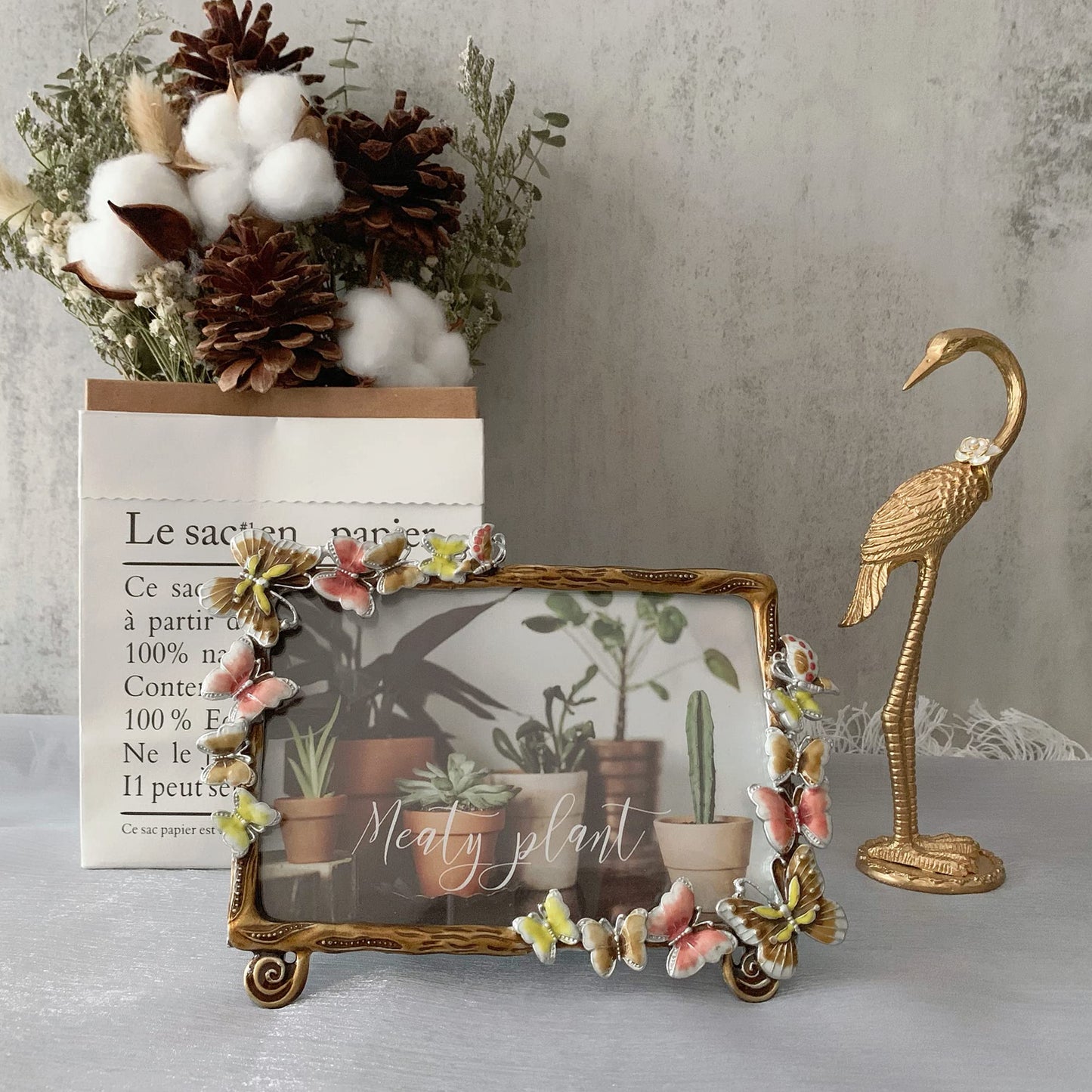 Tricune Floral Picture Frame Display Photo 4x6 Photo Frame Made of Metal and High Definition Glass for Table Top Display Horizontal Vertical