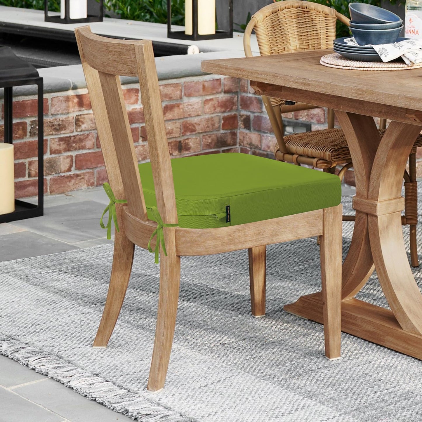 idee-home Outdoor Chair Cushions Set of 2, Thick 19" x 19" x 3" Outdoor Seat Cushions Patio Furniture Waterproof with Ties, Dining Pads