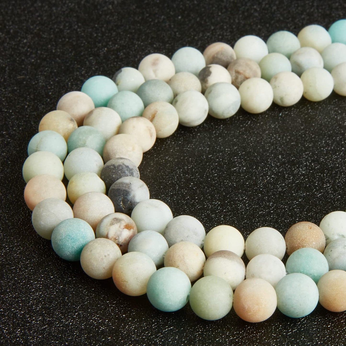 60pcs 6mm Frosted Amazonite Beads Natural Gemstone Beads Round Loose Beads for Jewelry Making