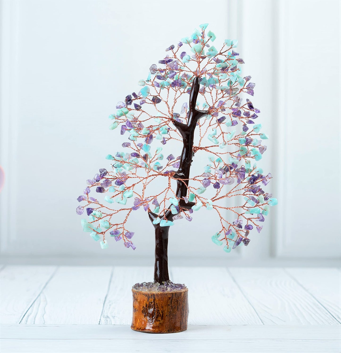 Crocon® Amethyst & Amazonite Crystal Tree Home Decor, Birthday Gifts for Women, Sister Gemstone Gift for Her Money Tree Crystals and Healing Stones House Warming Gift New Home Spiritual Decor Present