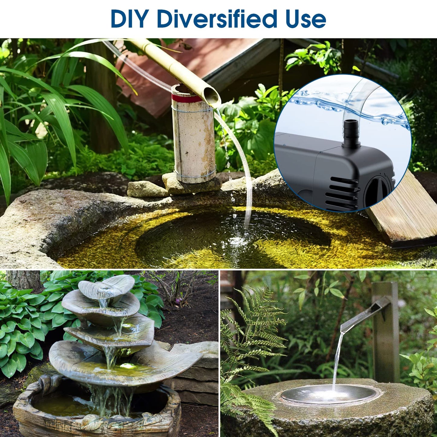 Antfraer 12W Solar Water Pump, Solar Water Fountain Pump 160GPH Flow Adjustable with 6.6FT PVC Tubing, Solar Pond Pump for Fish Pond Garden Waterfall Hydroponics DIY Water Features