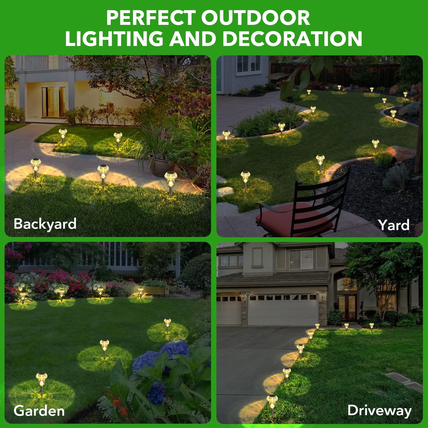 Benany Solar Lights Outdoor, 8 Pack Mushroom Lights Outside Waterproof, Solar Powered LED Lighting for Garden, Yard, Landscape, Path, Pathway, Lawn, Walkway, Driveway, Backyard Decor (Warm White)