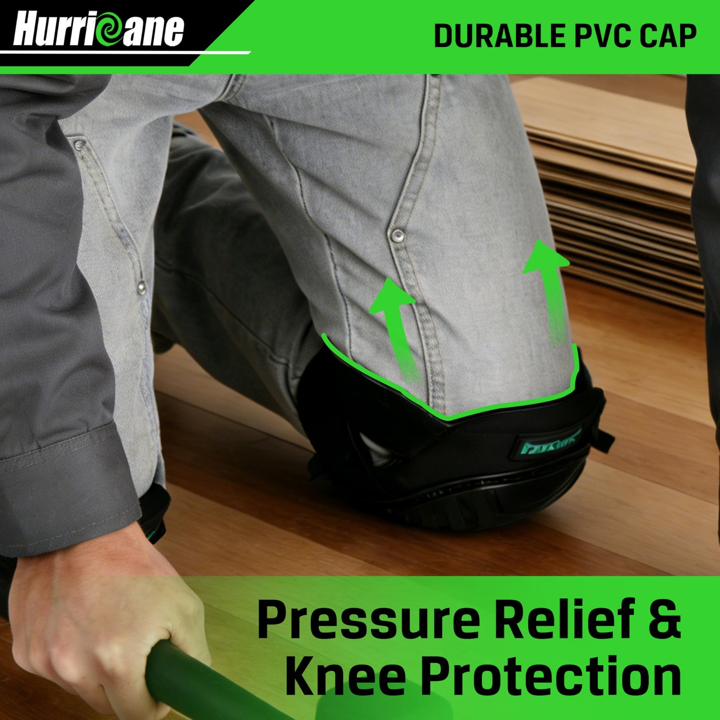 HURRICANE Professional Knee Pads for Men & Women-Heavy Duty Gel & Foam Cushion with Adjustable Straps for Work,Construction, Gardening, Flooring,Welding，Plumbers, Electricians