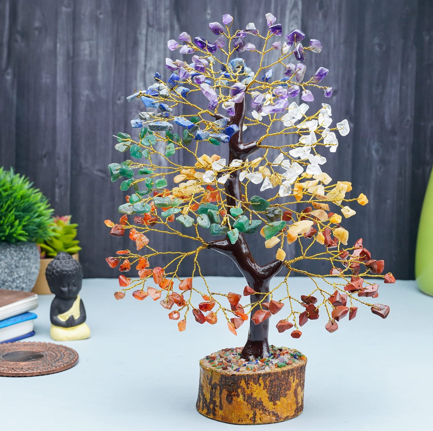 Crocon® 7 Chakra Crystals Tree of Life Birthday Gifts for Women, Men & Friends | Home & Office Decor, Money Tree Healing Crystals Gift | Mom Gift Ideas Housewarming Gifts New Home Sister & Dad