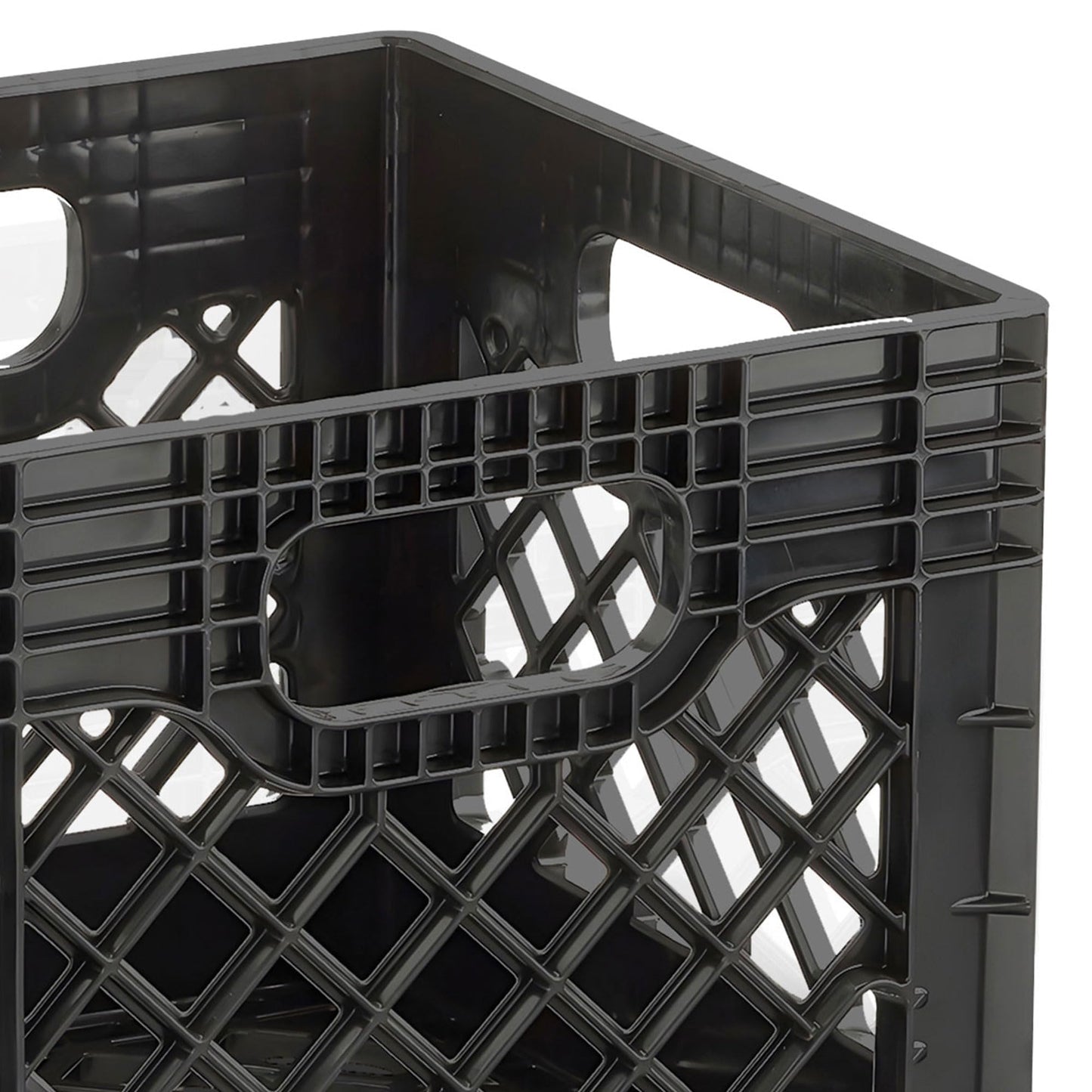 Juggernaut Storage 2-Pack Stackable Heavy Duty Milk Crates with Handles, 16 Qt, Black - Organizing Plastic Crate Basket for Grocery Shopping, Home Supplies, and Bathroom Accessories