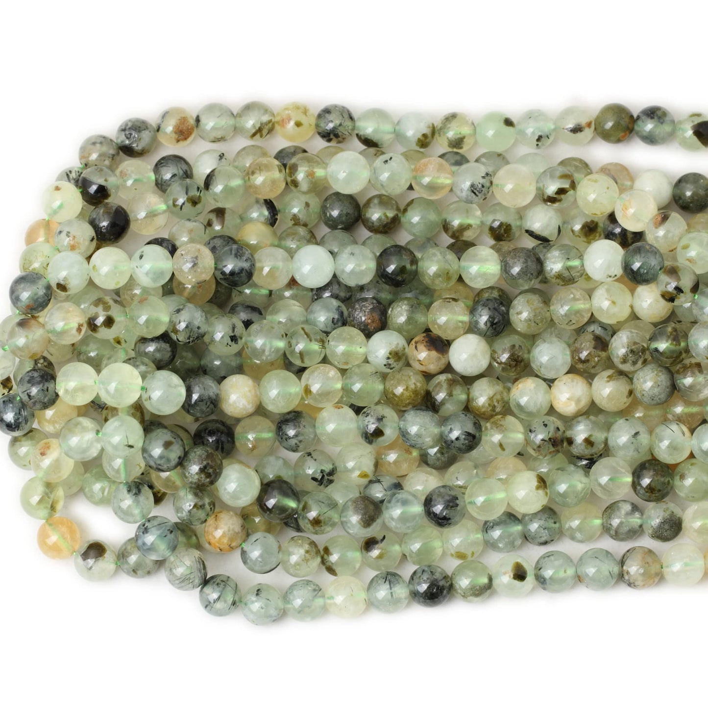 CHEAVIAN 45PCS 8mm Natural Prehnite Gemstone Smooth Surface Round Loose Beads for Jewelry Making 1 String 15 Inches