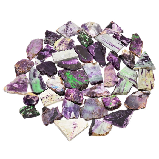 Natural Kemmererite Raw Slice Gemstone- Healing Crystals for DIY Jewelry Making -Loose Natural Cabochon -Perfect for Crafting Unique Jewelry Designs (5 pcs, 25-35 mm)