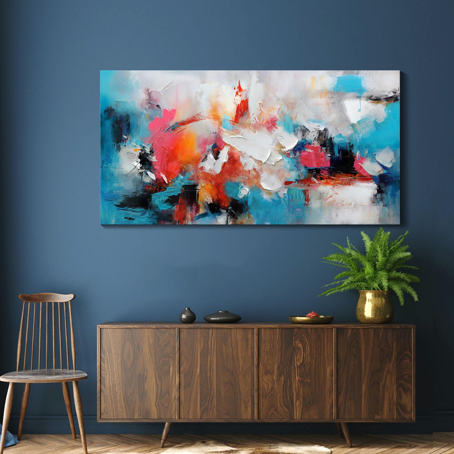 Mofutinpo Abstract Wall Art Canvas Hand-Painted Art in Blue and Pink Office Wall Decor Wall Art for Living Room Paintings for Wall Decorations Modern Wall Decor for Bedrooms, and dining Room 24×48in