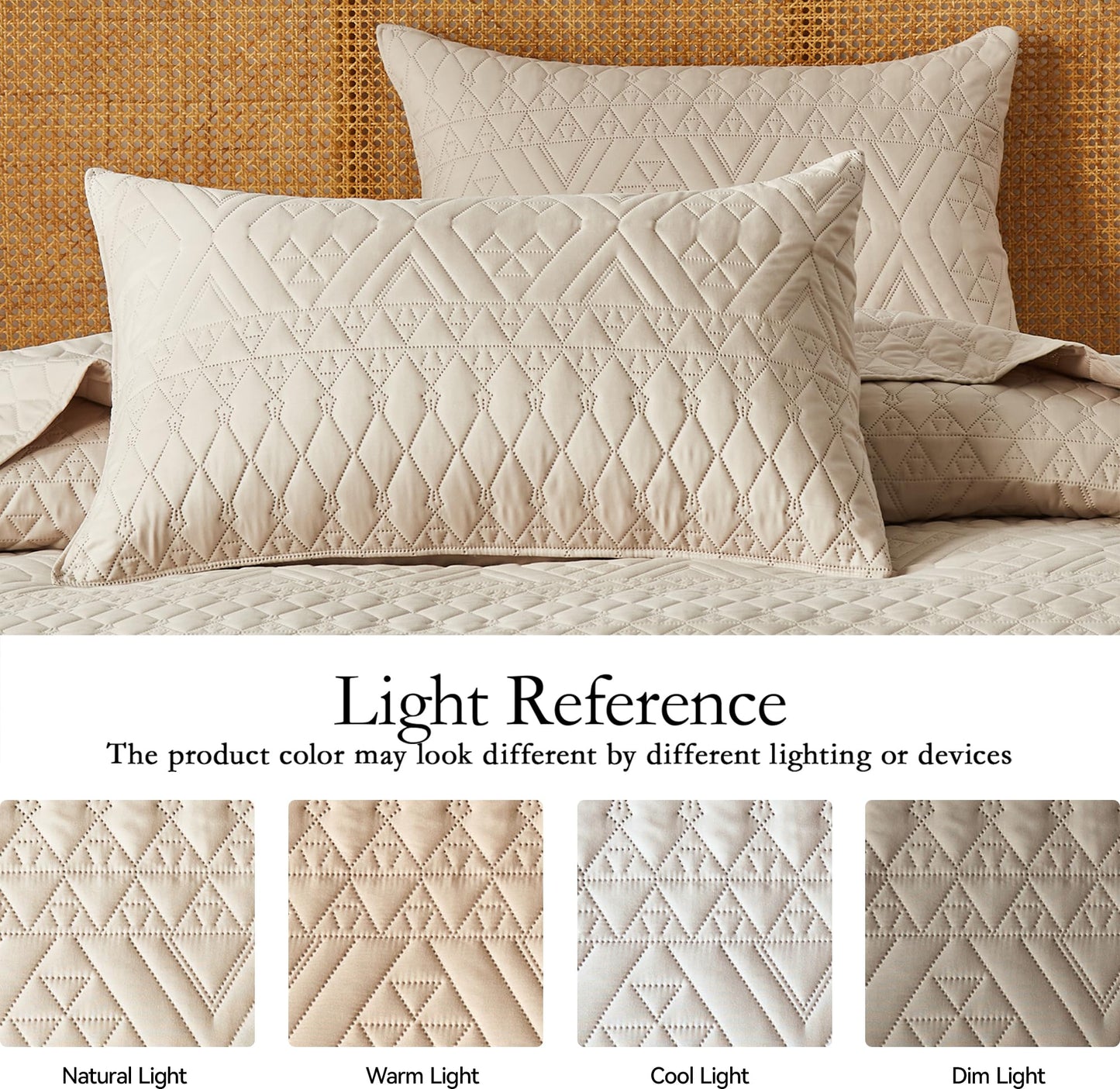 akkialla Full/Queen Size Quilt Bedding Set,Beige Lightweight Microfiber Soft Bedspread,Modern Style Geoetric Pattern Coverlet Set for All Seasons,3 Piece(1 Quilt,2 Pillow Shams)