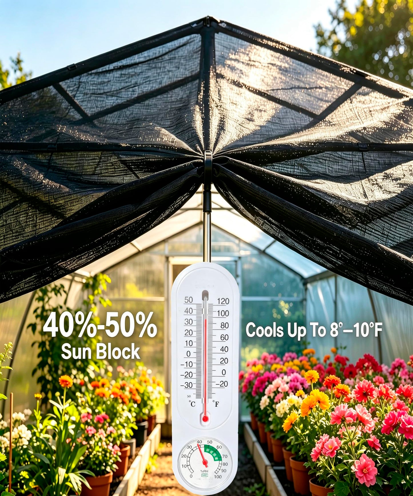 e.share Sun Shade Cloth, 40%-50% Sun Block Mesh Net, 10FT x 6.5FT Breathable Black Screen for Garden Greenhouse Patio Plants Vegetables Flowers