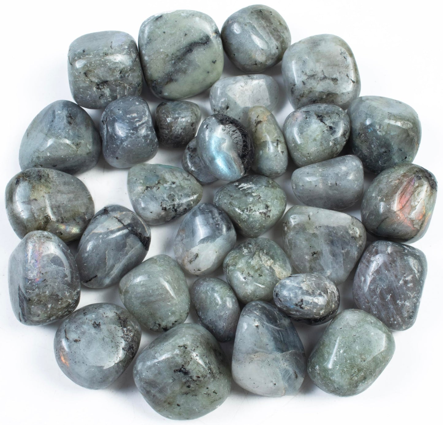 "Crocon 1LB Purple Labradorite Tumbled Stones and Crystals Bulk 2000+ Carats Natural Crystal Kit for Reiki Healing Crystal Polished, Tumble Stones, Chakra Balancing, Reiki Gift, Home Decor Size : 20mm"