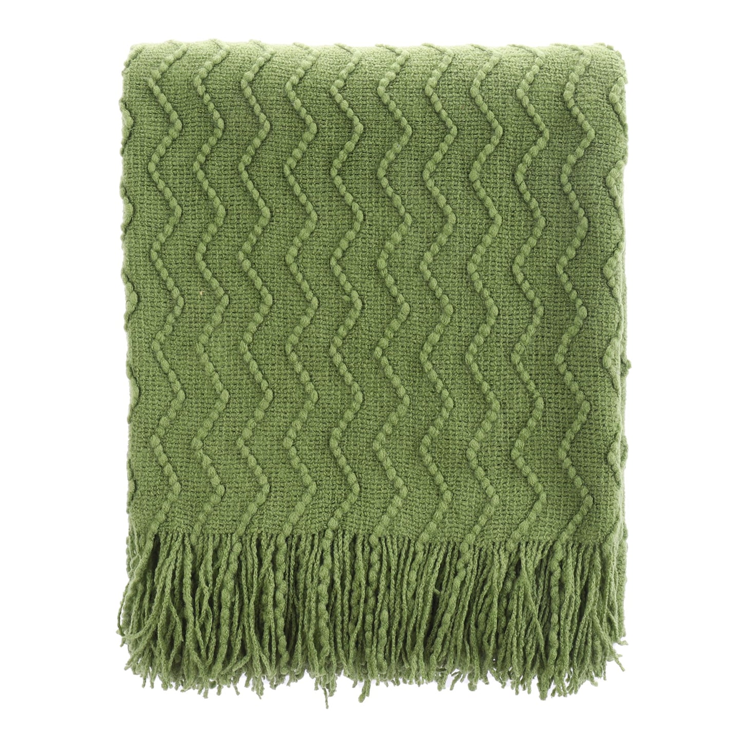 BATTILO HOME Green Throw Blanket for Couch, Textured Knit Throw, Green Blankets and Throws for Sofa Bed Living Room Decor, Outdoor Throw Blanket, 50"x60"