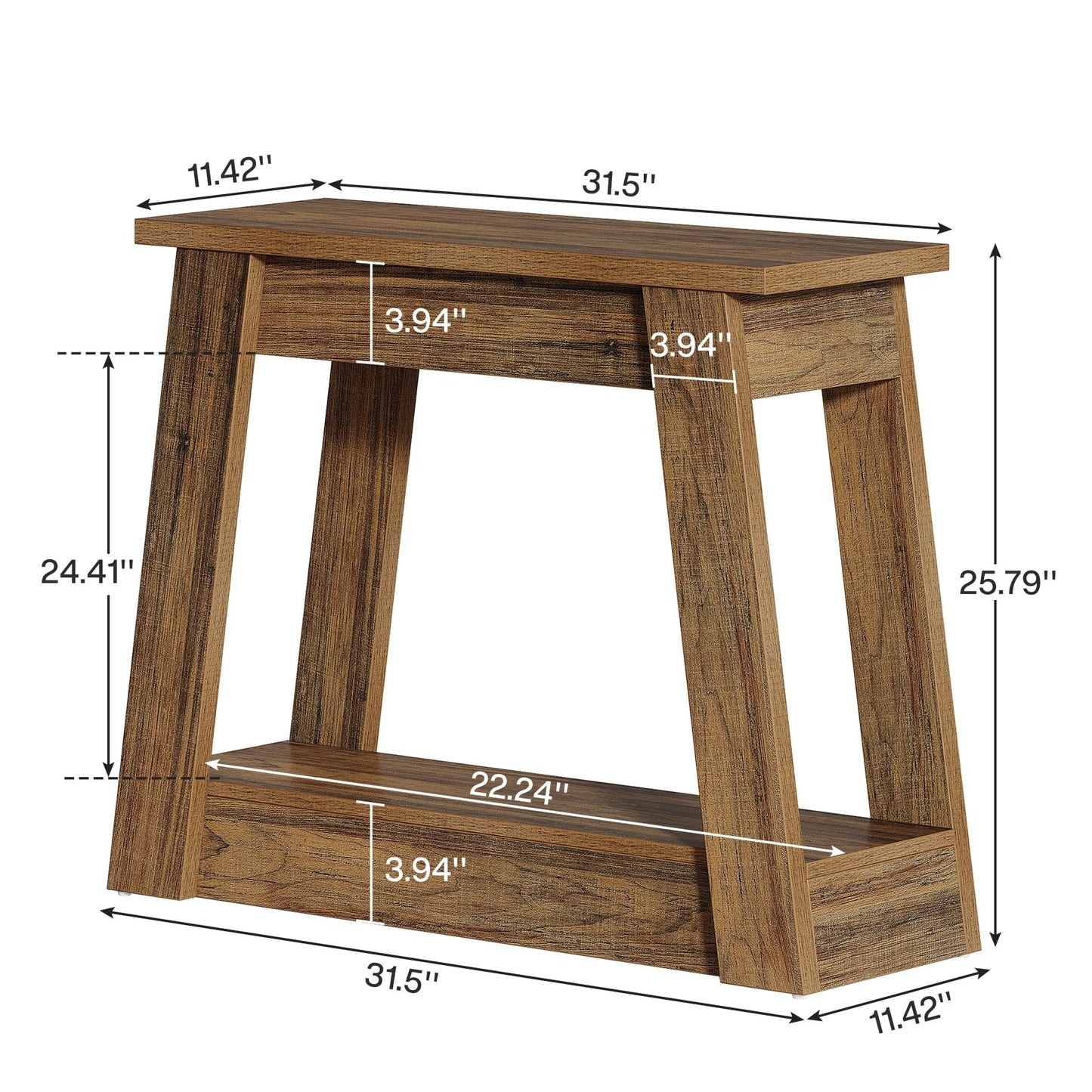 Tribesigns Wood End Table, Small Side Table with 2 Storage Shelves, Rustic Accent Narrow Nightstand for Living Room, Bedroom (1, Rustic Brown)
