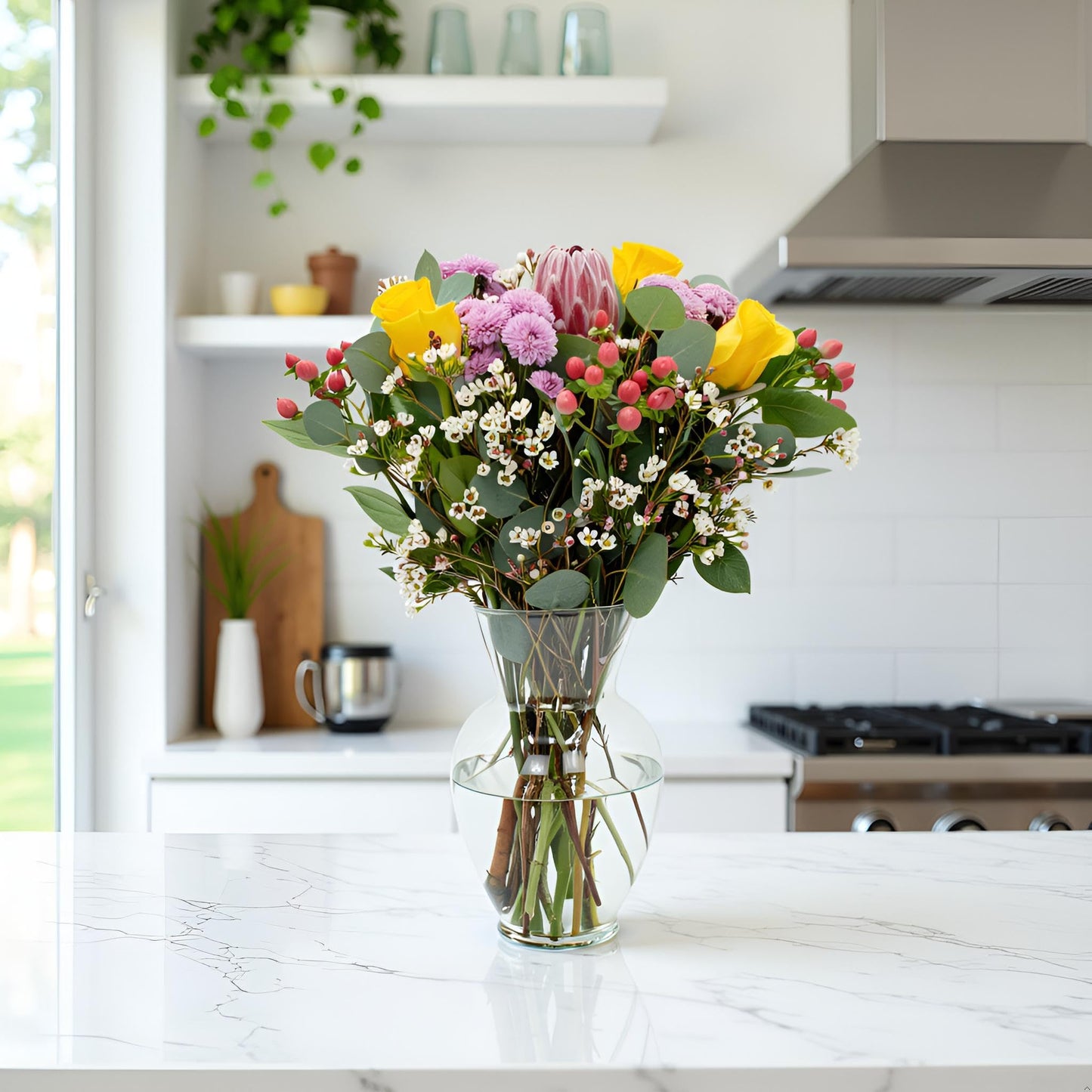 STARGAZER BARN Blooming Cheer Bouquet (Vase Included) - Hand-Tied in the USA - Fresh Flower Delivery for Birthday, Anniversary, Sympathy, Home Decor, Wedding, Mother's Day