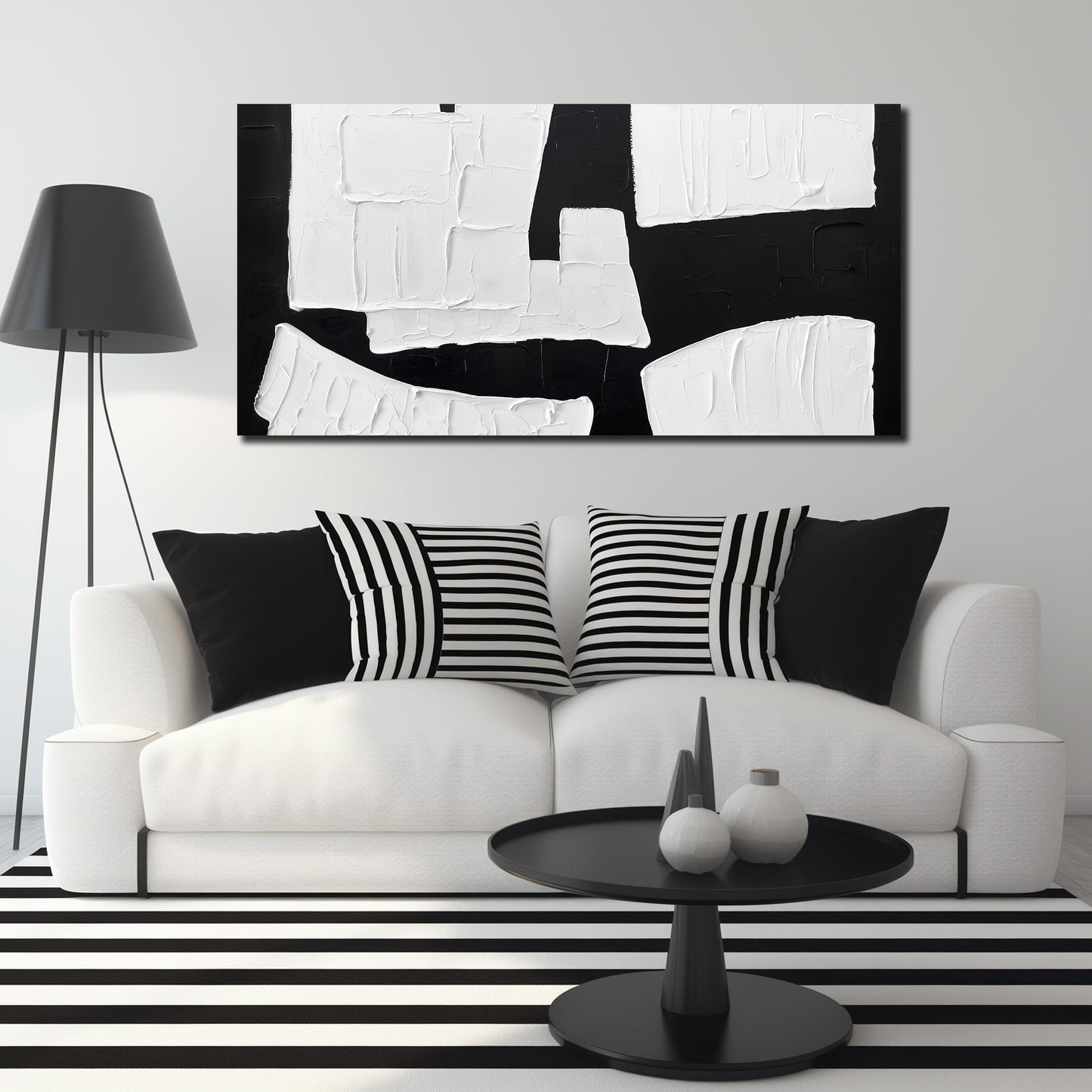 MDHKVPM Abstract Painting Wall Art Bedroom Black and White Canvas Wall Art for Living Room Home Office Wall Decor Ready to Hang 20 x 40 Inch