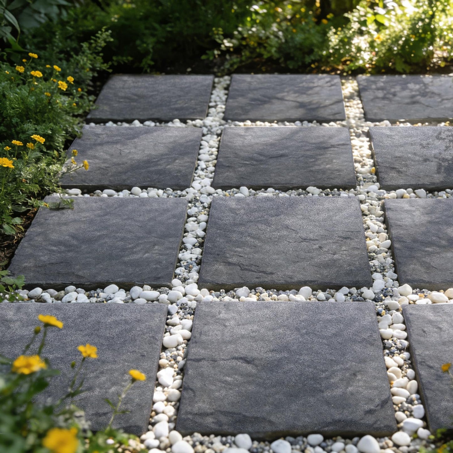 Sekcen 3 Pack Rubber Stepping Stones 15.75”x15.75” Outdoor Garden Walkway Recycled Paving Stones Pavers for Walkways