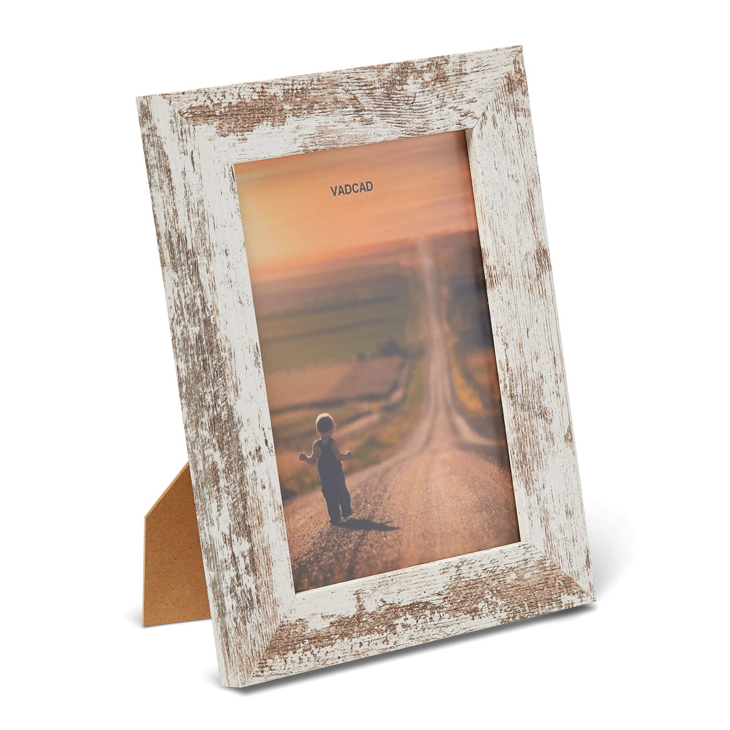 VADCAD Picture Frames 5x7 (6-Pack) - White Rustic Distressed Farmhouse Wooden Frame - Photo Frame with Acrylic Front Ready to Hang or Stand
