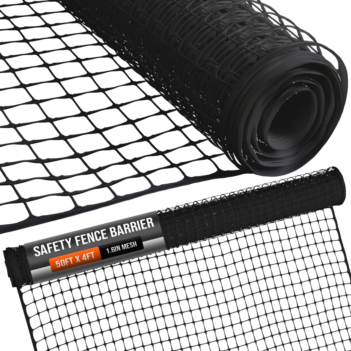 Houseables Plastic Fence, Plastic Mesh Fence, Mesh Fencing, Deer Netting, Cat Netting, Temporary, Balcony, Pets, Garden, Chicken, Poultry, Dogs, Construction, Yard, Protection, Black, 4 x 50 Feet Roll