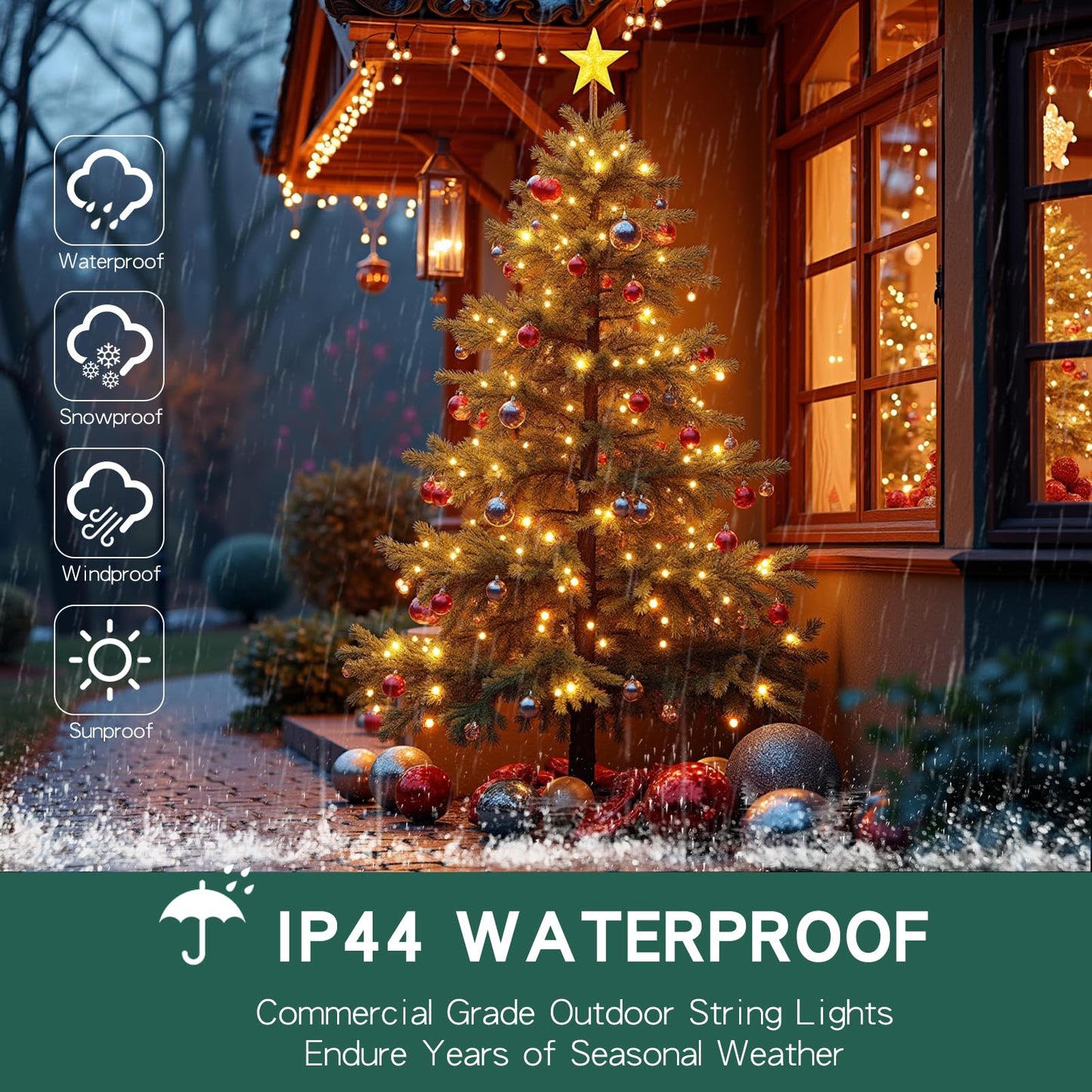 SUPHONOR LED Christmas StringLights 20FT 100 Count, Mini Waterproof Christma String Lights, Warm White Mini LED Lights Plug in, Outdoor Christmas Lights for House, Tree Lights for Patio Garden Porch