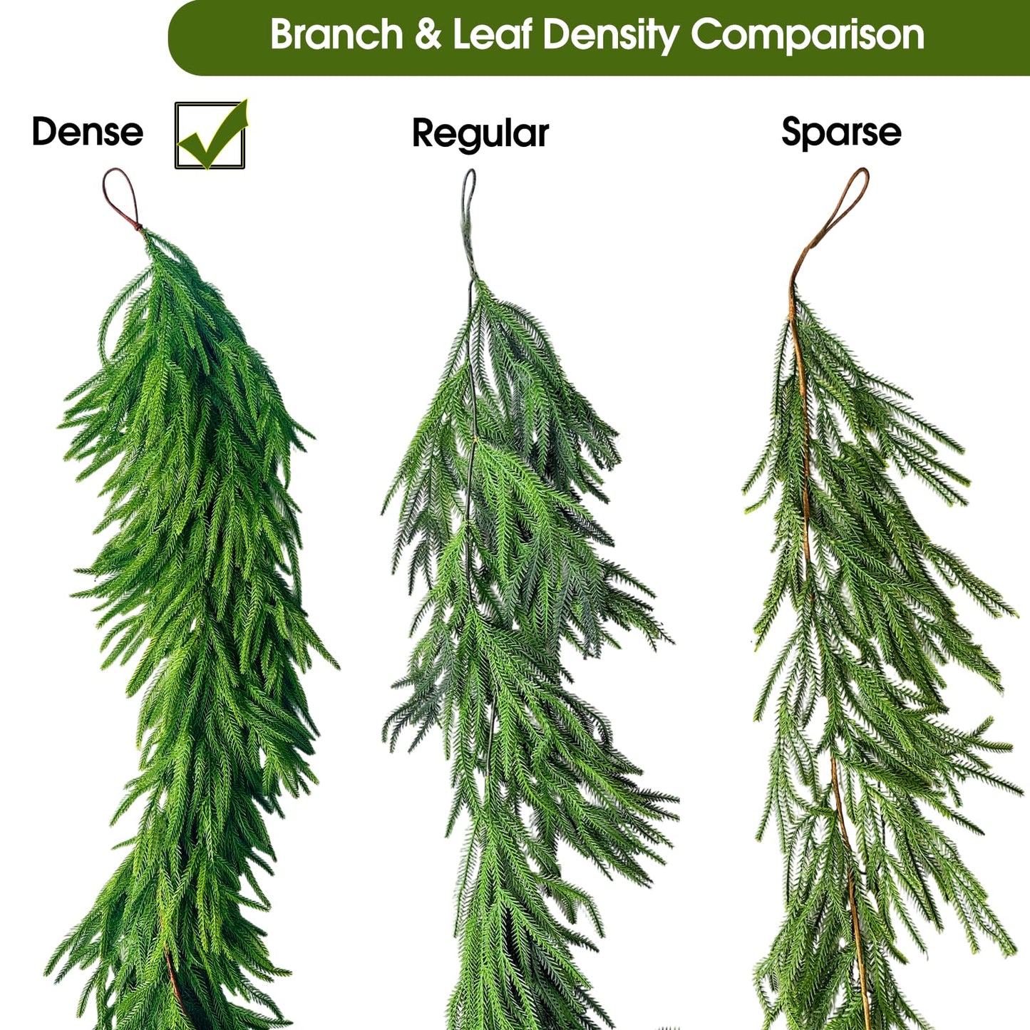 2026 Dense Real Touch Norfolk Pine Garland,Artificial Realistic,Holiday & Winter Christmas Mantel Garland, Greenery Decoration, 6FT