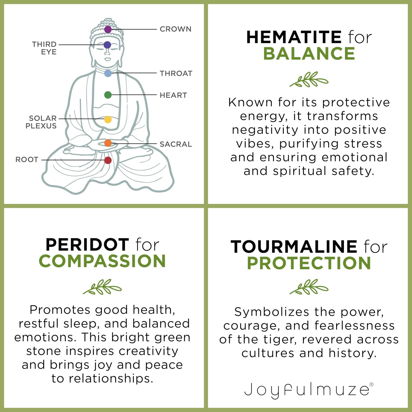 Joyfulmuze Men Gemstones Stretch Bracelet, Peridot Hematite Black Tourmaline, Handmade Spiritual Jewelry for Men, Natural Black Green Gems, Healing Chakra Bracelet, Fits 7-8.5" (peridot tourmaline)