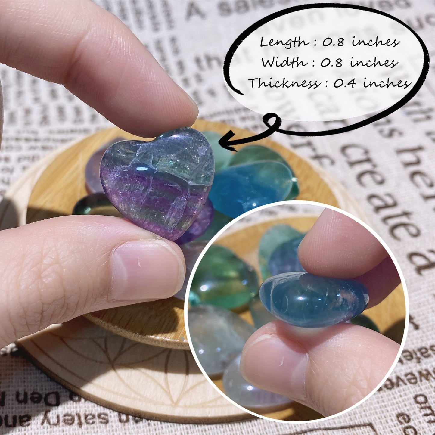 10 PCS Colorful Fluorite Crystal Heart Stone Thicken Natural Polished Love Heart Shaped Healing Stones Palm Gemstones Set Bulk Gifts Wholesale Reiki Energy Balancing Meditation Mothers Day Gifts Bulk