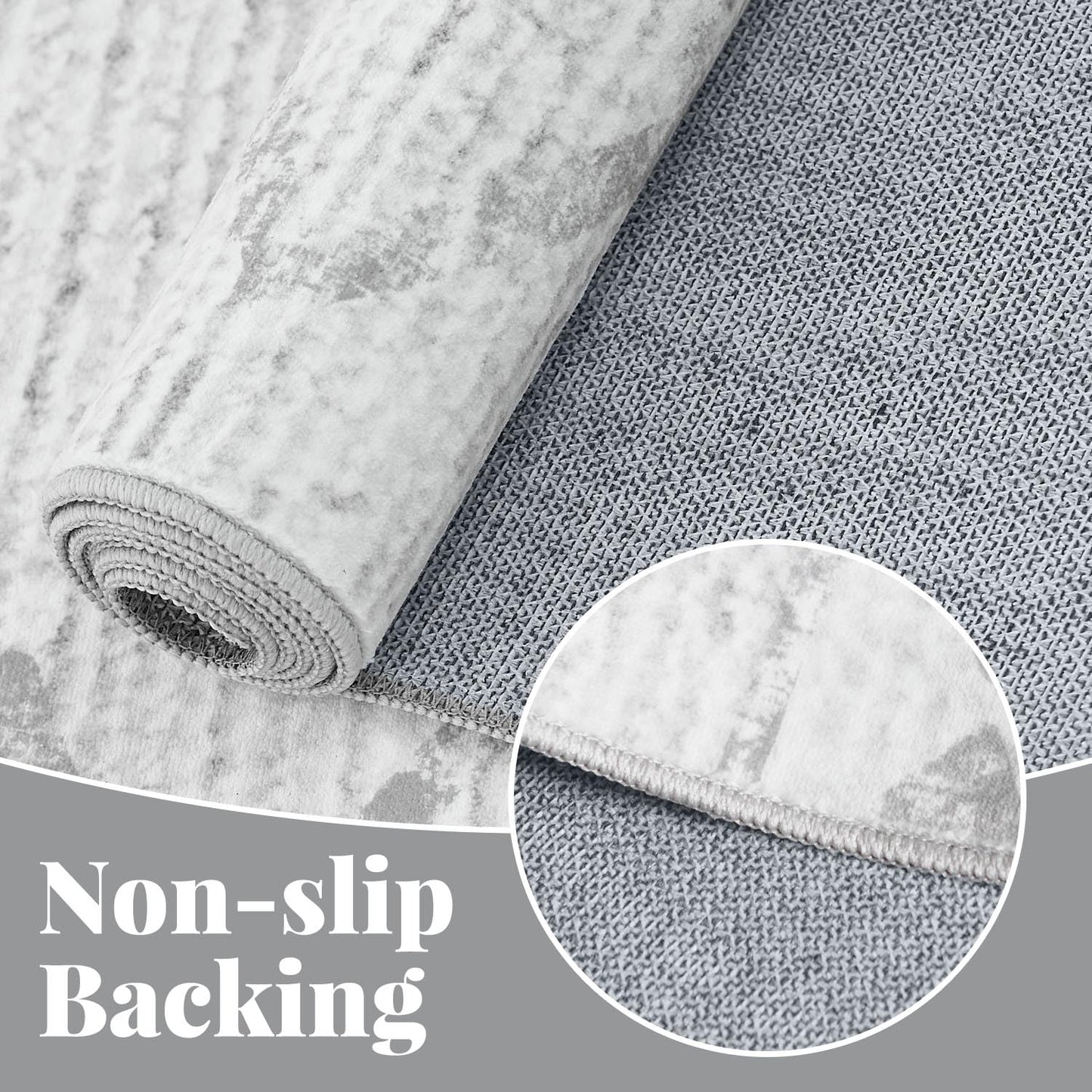 jinchan Hallway Runner Rug 3x8 - Moroccan Kitchen Machine Washable Runner Rug Modern Geometric Soft Faux Wool Ultra-Thin Low-Pile Non-Slip Carpet for Laundry Room Bedroom Farmhouse (3x8ft, Grey)