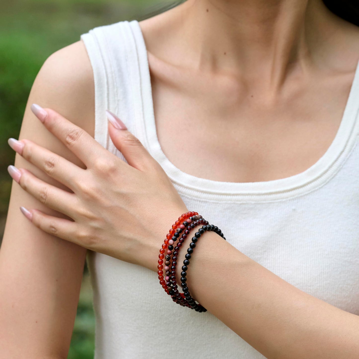Bivei Rhodonite - Healing - 4mm Beaded Bracelets for Women Handmade Semi Precious Natural Stone Stretch Elastic Jewelry Yoga Protection Gifts