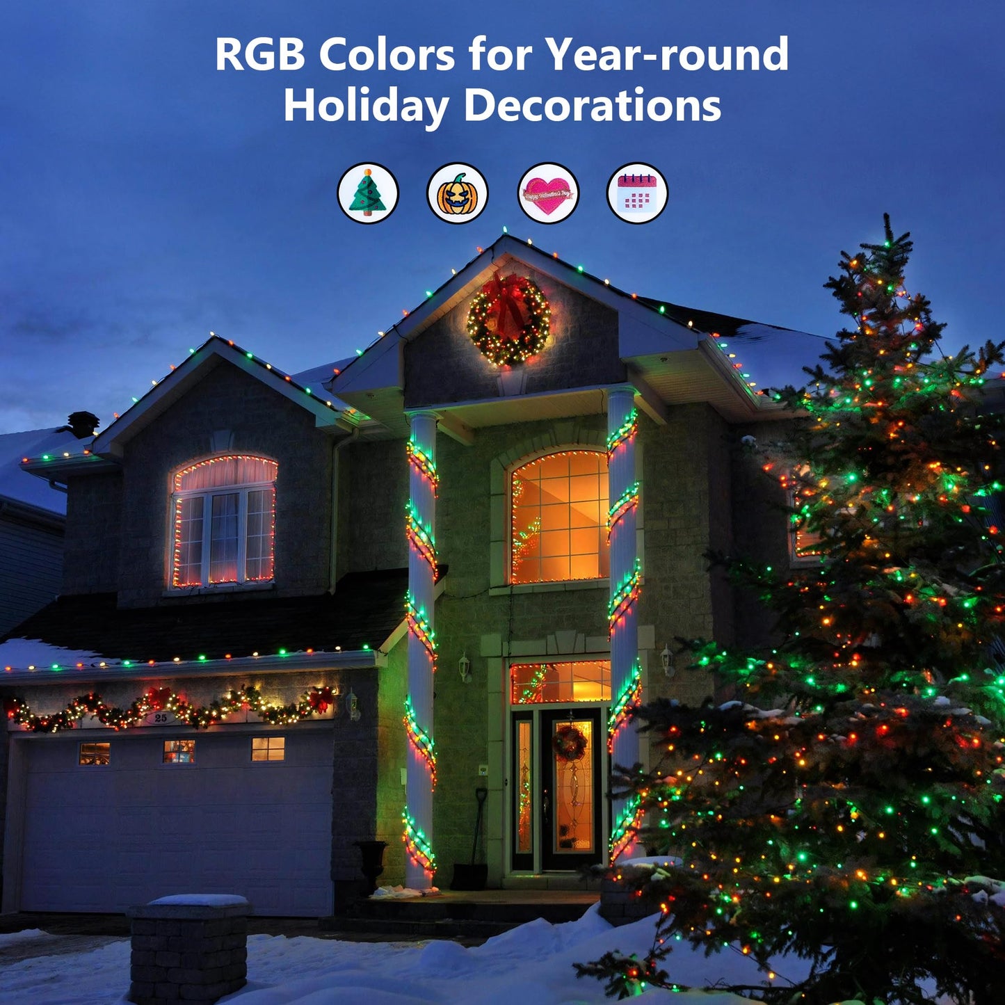BrizLabs RGB Color Changing String Lights, 33FT 100 LED Red White Blue String Lights with Remote, Dimmable July 4th Patriotic Light String USB Mini Christmas Light for Indoor Xmas Halloween Party Tree