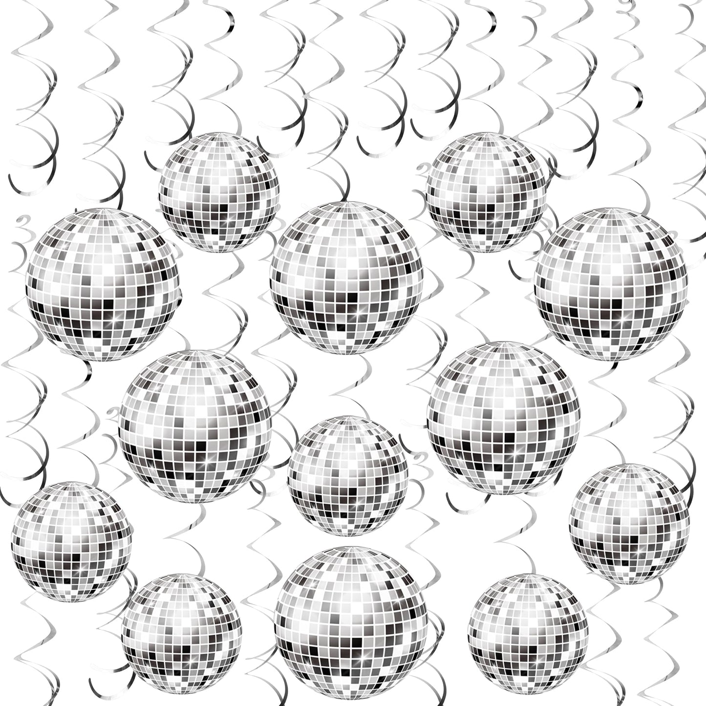 54 Pieces Disco Party Decorations Disco Ball Hanging Swirls 70s Party Hanging Swirls Ceiling Decor for Disco Fever Party 70s Hippie Birthday Party Favors Supplies
