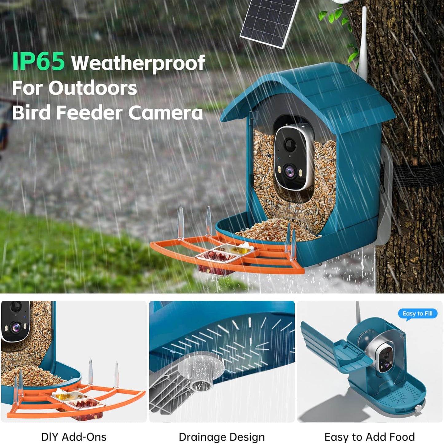 Bird Feeder with Camera, AI Bird Identification, Full HD Live Video, Solar Powered, 2.4Ghz WiFi, Instant Arrival Alerts - Best Gifts for Bird Lover