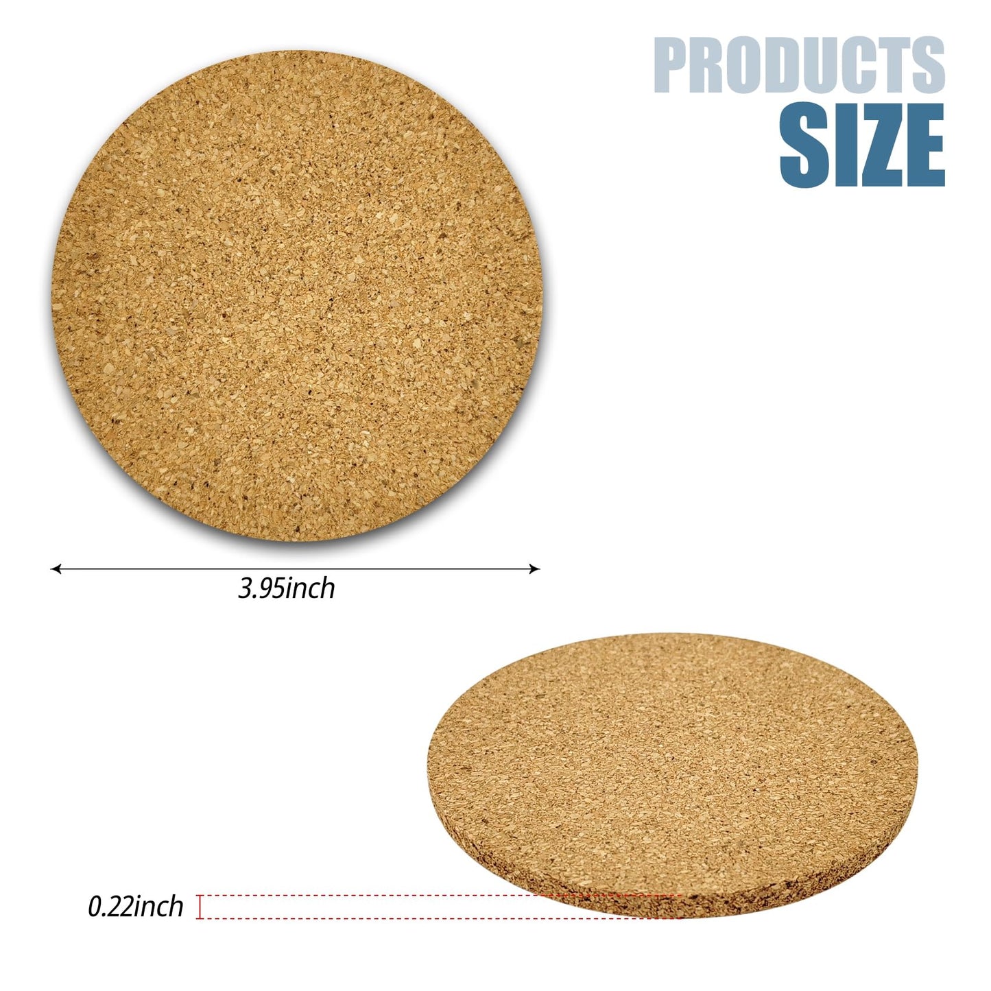 3 Pack Cork Coaster for Drink, 4 Inch Absorbent Heat Resistant Round Coasters Set for Cups Glasses