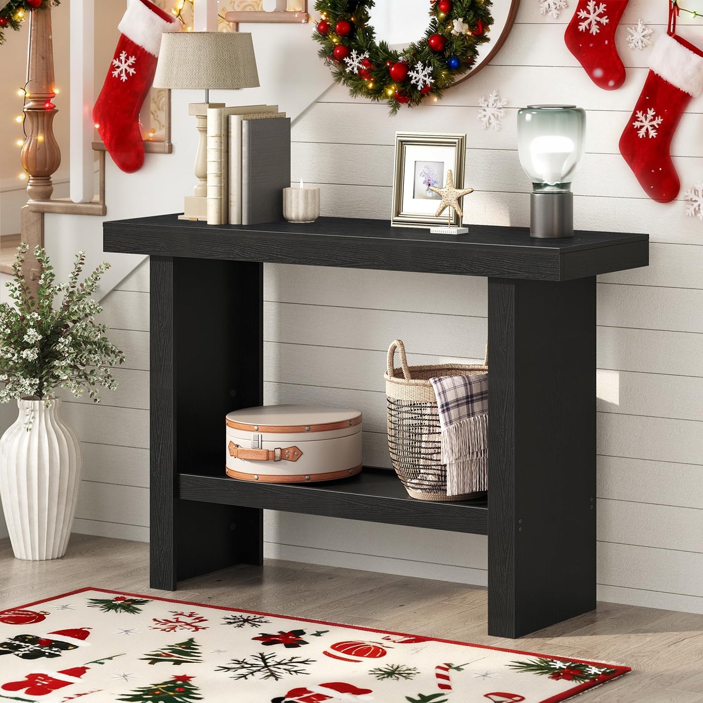 MAHANCRIS Console Table, 39.4'' Black Entryway Table for Hallway, Narrow Sofa Table Behind The Couch, Modern Foyer Tables for Entrance, Living Room, Corridor, Easy Assembly, Black CTHB16801