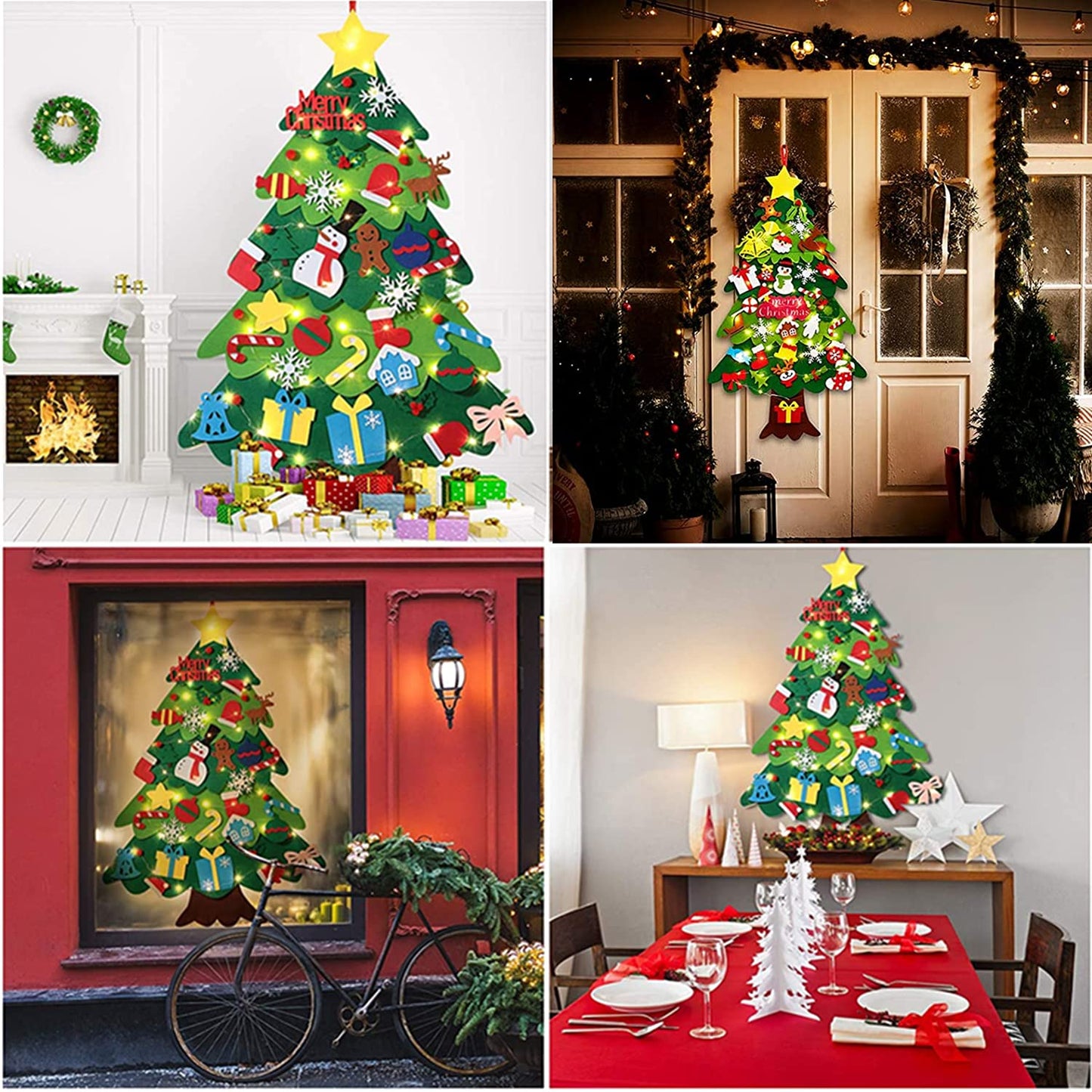 ANTFEES 3.2 FT DIY Felt Christmas Tree Set for Kids Toddlers Wall with 32pcs Ornaments, Xmas Gifts, Door Wall Hanging Decorations