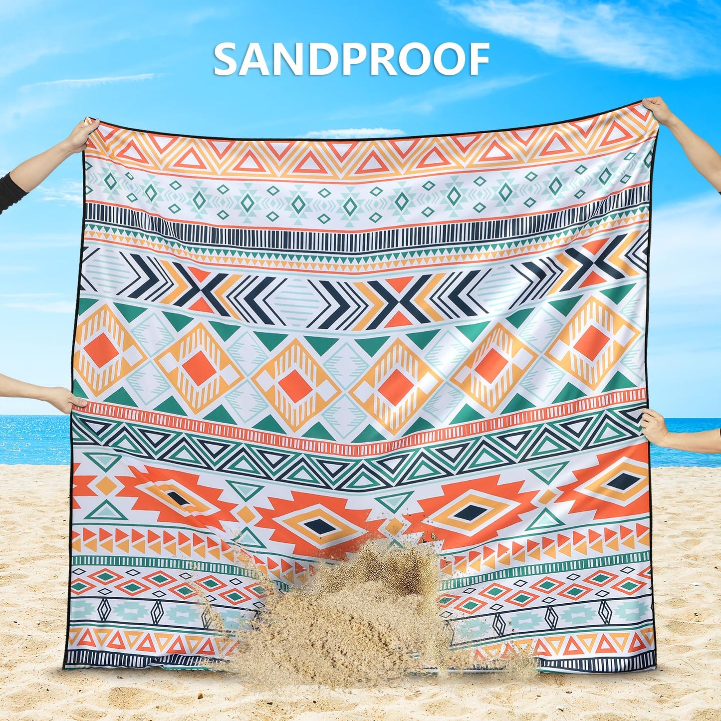 HIHOHO Beach Blanket Waterproof Sandproof Extra Large Beach Mat 79" X 83"/120"x108"for 1-8 Adults Quick Drying Durable Outdoor Picnic Mat for Beach Travel Camping Hiking
