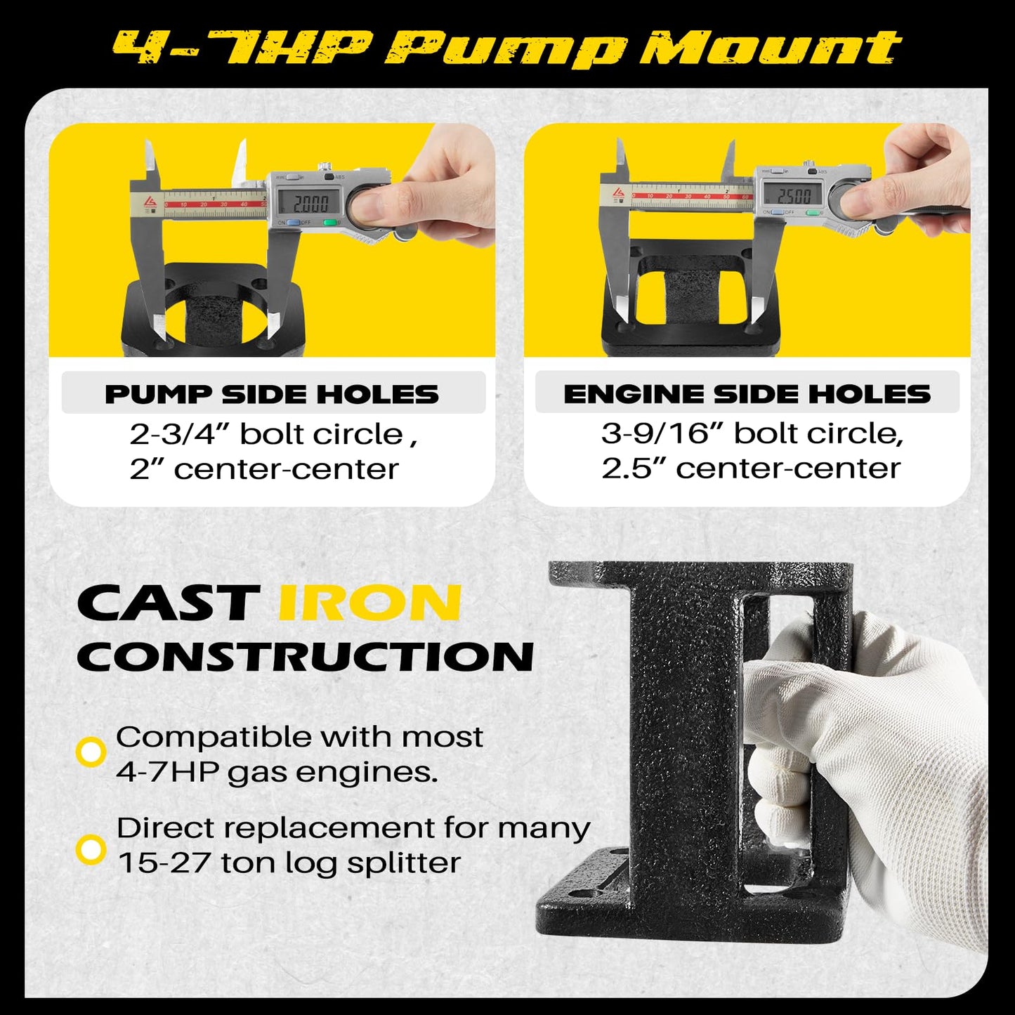 Camoo Log Splitter Build Kit Include 13 GPM Pump, Coupler, Mount, Bolts, Fit for Huskee, Speeco, Oregon, etc and DIY Splitter Project (for 3/4" Engine Crankshaft)