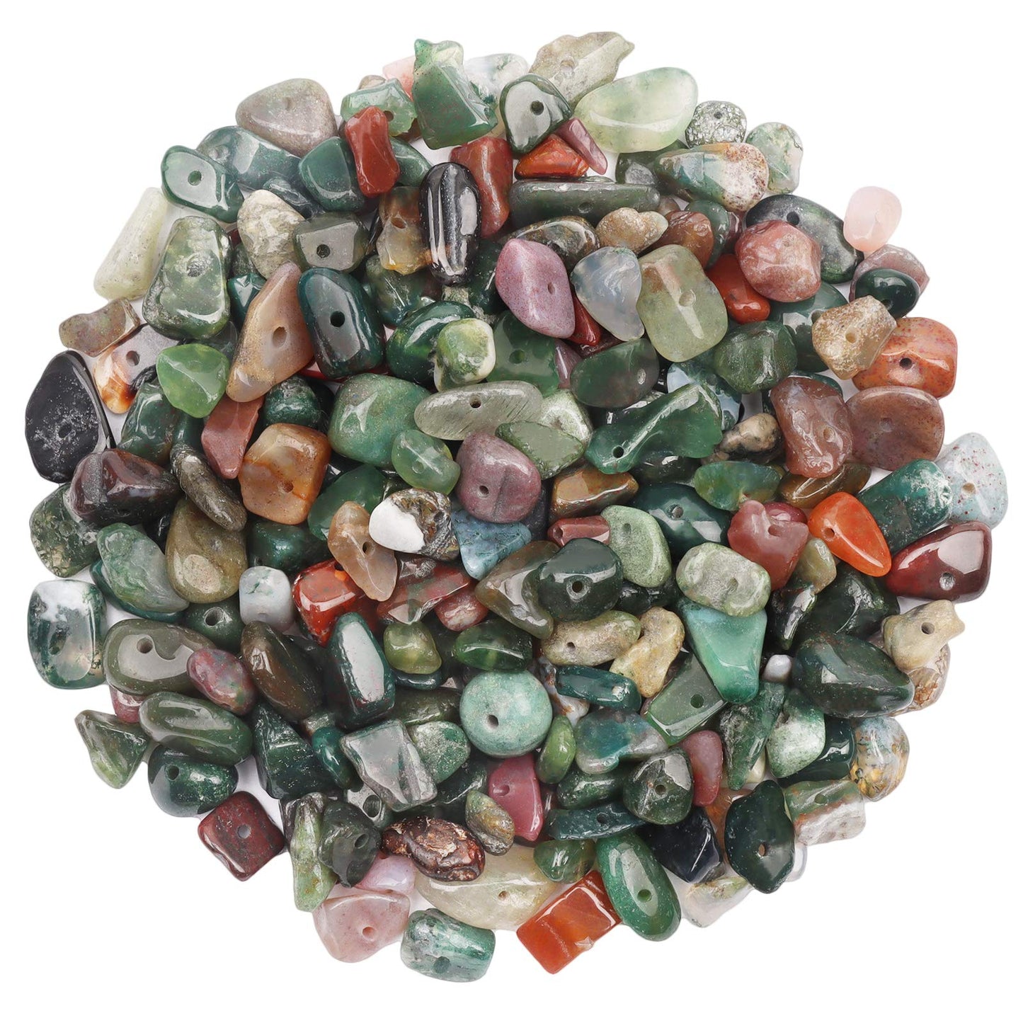 500 pcs Natural Chip Stone Beads, India Agate 5-8 mm Irregular Gemstones Healing Crystal Loose Rocks Bead Hole Drilled for Jewelry Making Bracelet