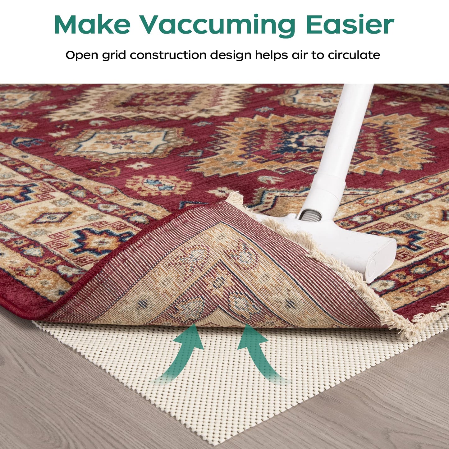 BAGAIL BASICS Non Slip Rug Pad Gripper 2 x 3 Feet Extra Thick Carpet Pads for Area Rugs and Hardwood Floors, Keep Your Rugs Safe and in Place